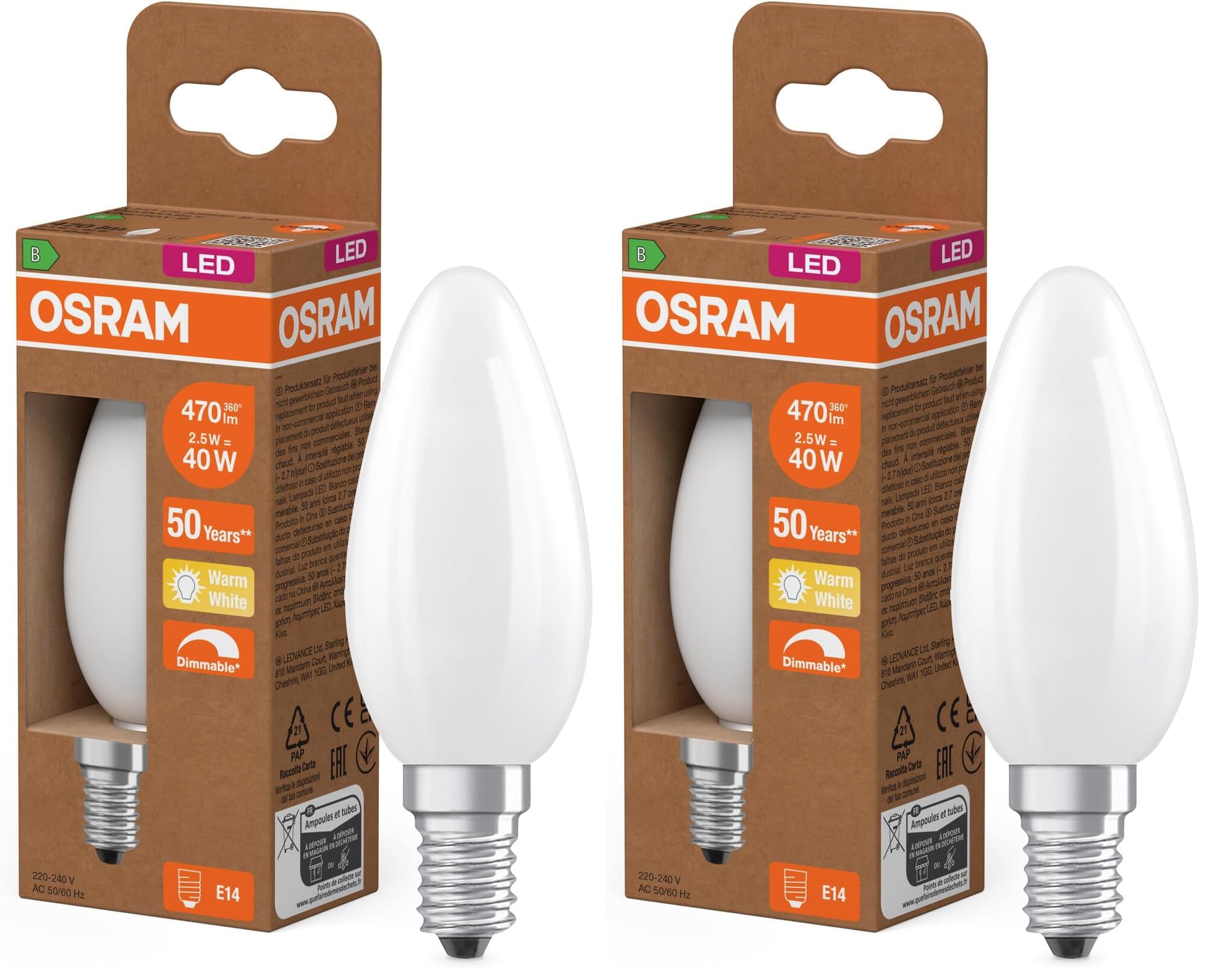 ams OSRAM Classic P 40 LED Tropfen E14 klar dimmbar