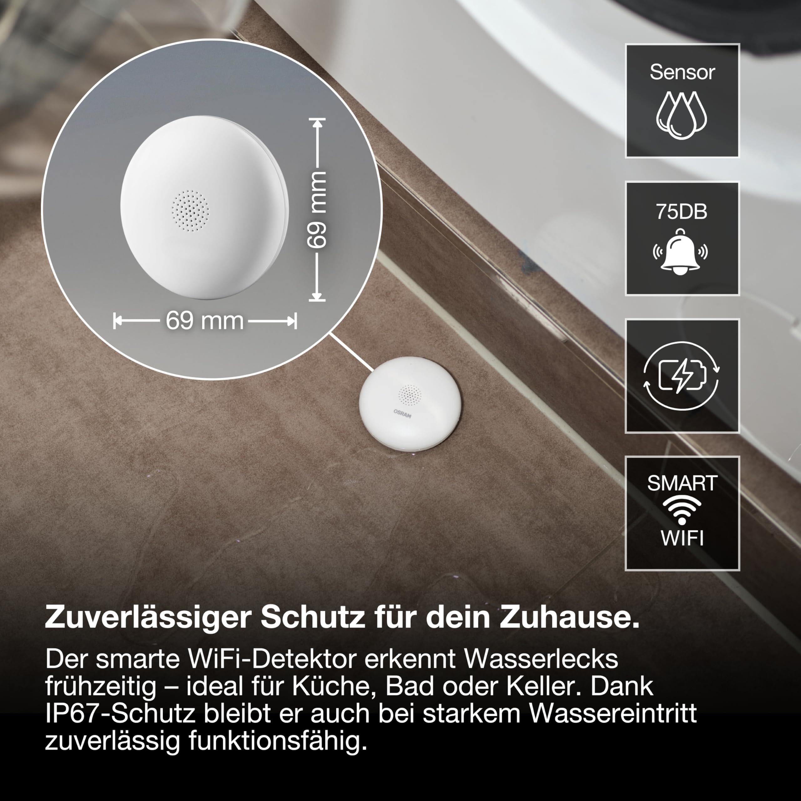 ams OSRAM SMART+ WiFi Wassermelder weiß mit App