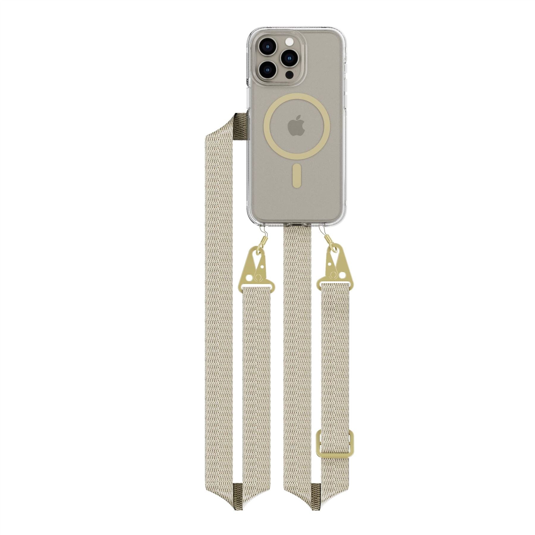 Tech21 FlexQuartz iPhone 15 Pro Max Hülle Gold Umhängeband