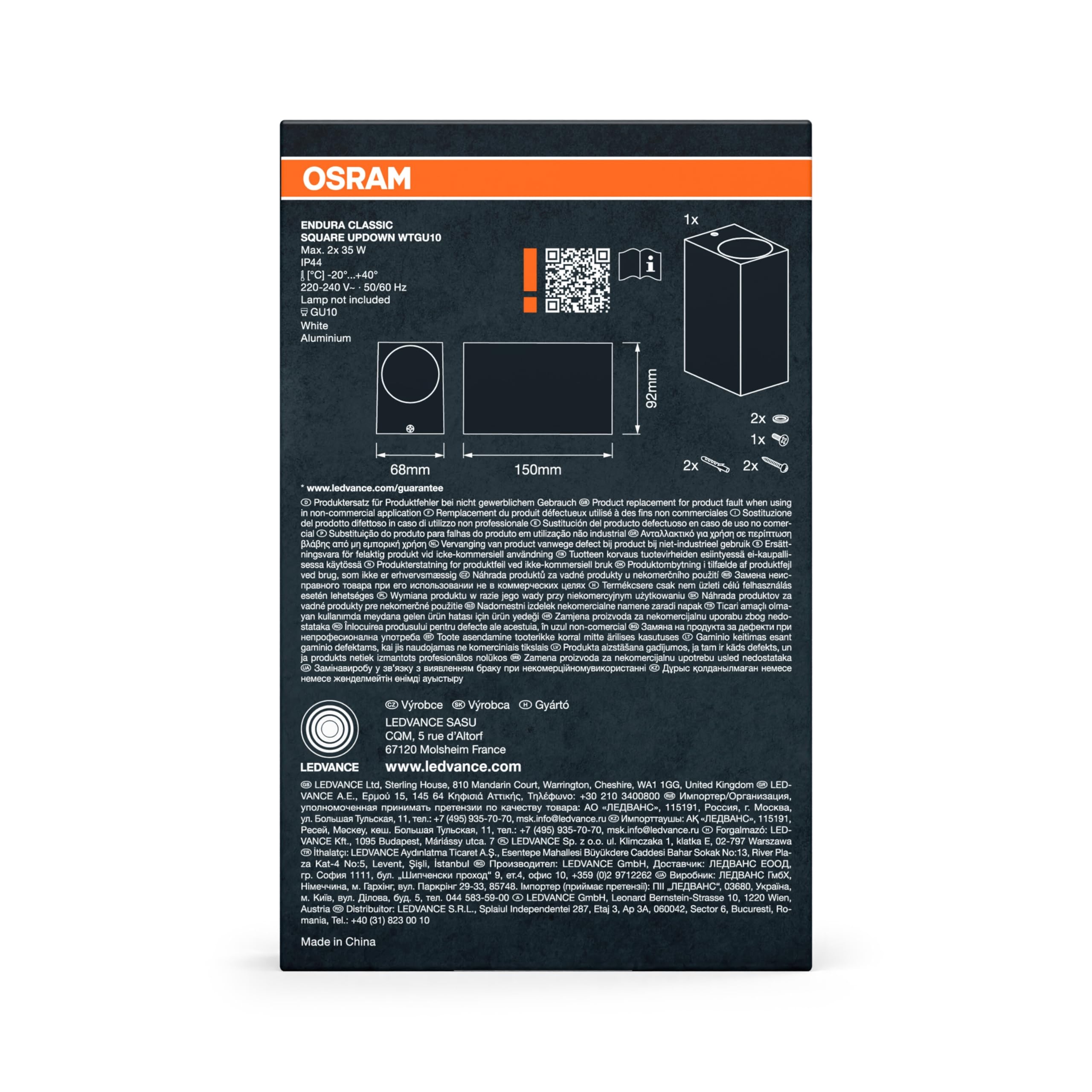 OSRAM Endura Square Updown Außen-Wandleuchte GU10 weiß