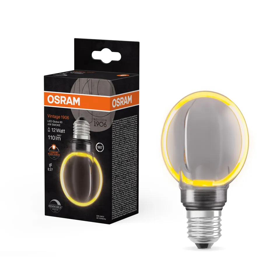 ams OSRAM Vintage 1906 Globe 80 Filament Lampe Smoke 4W E27