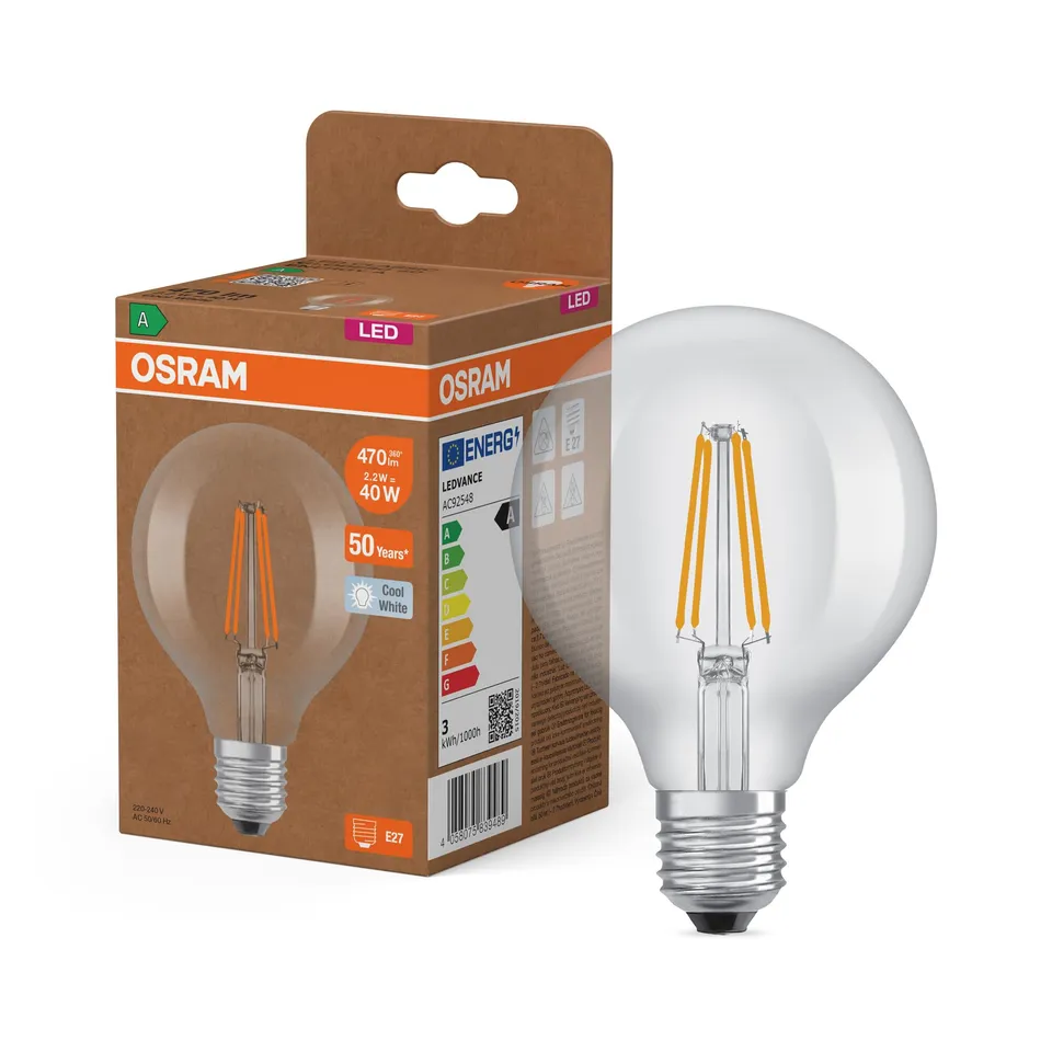 ams OSRAM SMART+ Globe 80 LED Lampe E27 klar 40W Ersatz