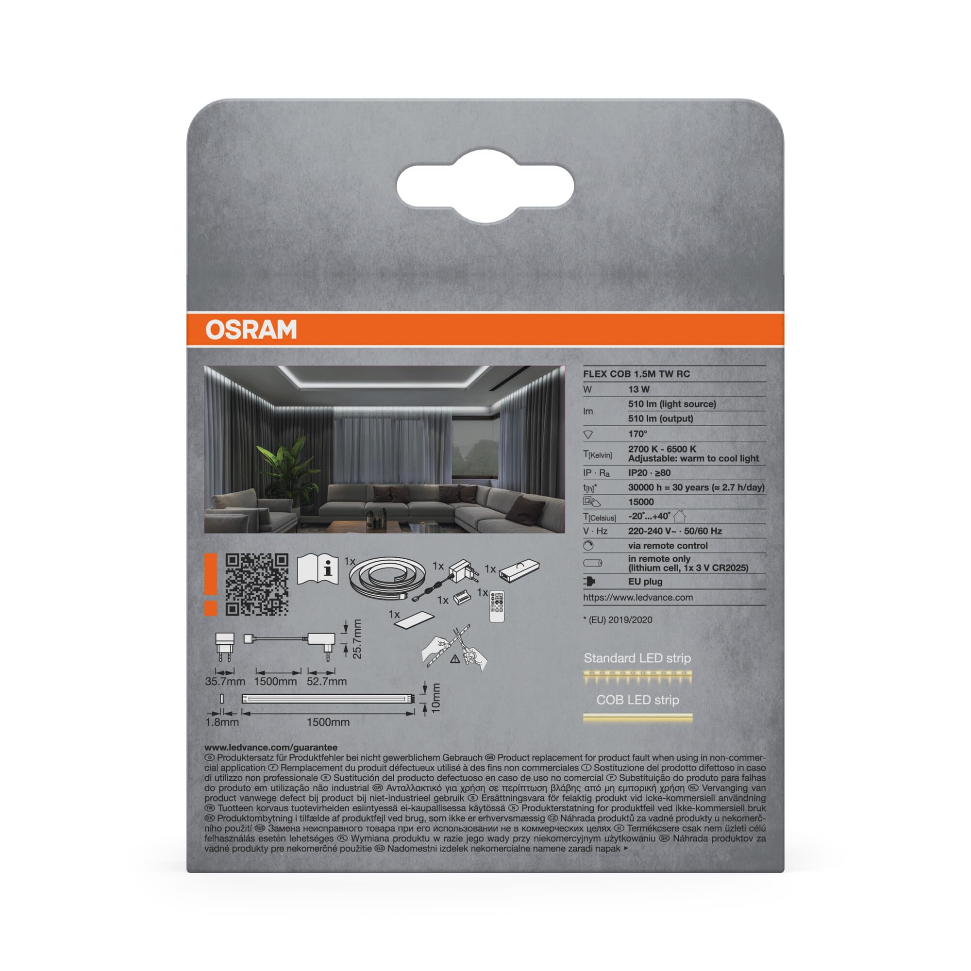 OSRAM SMART+ FLEX COB LED-Streifen 1,5m TW RC