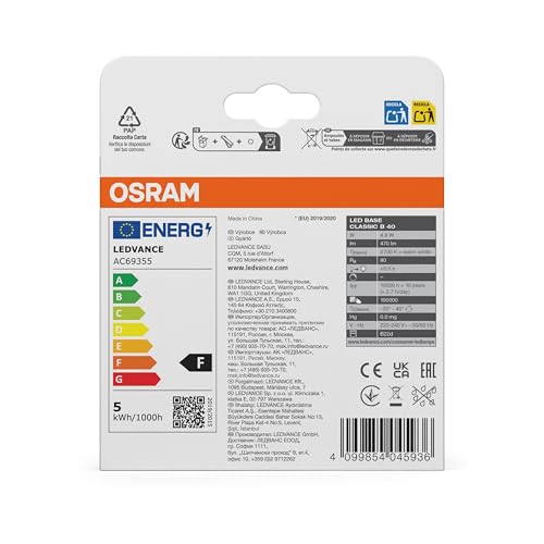 ams OSRAM BASE CLASSIC B LED-Lampe B22d 4,9W 3er-Pack warmweiß