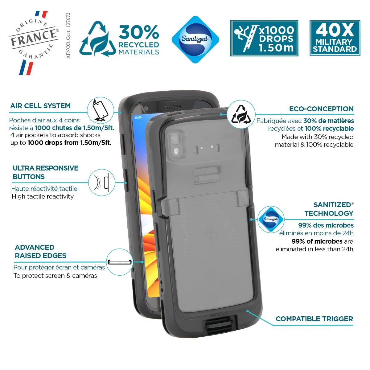 Mobilis PROTECH TC22 TC27 Schutzhülle Trigger antimikrobiell