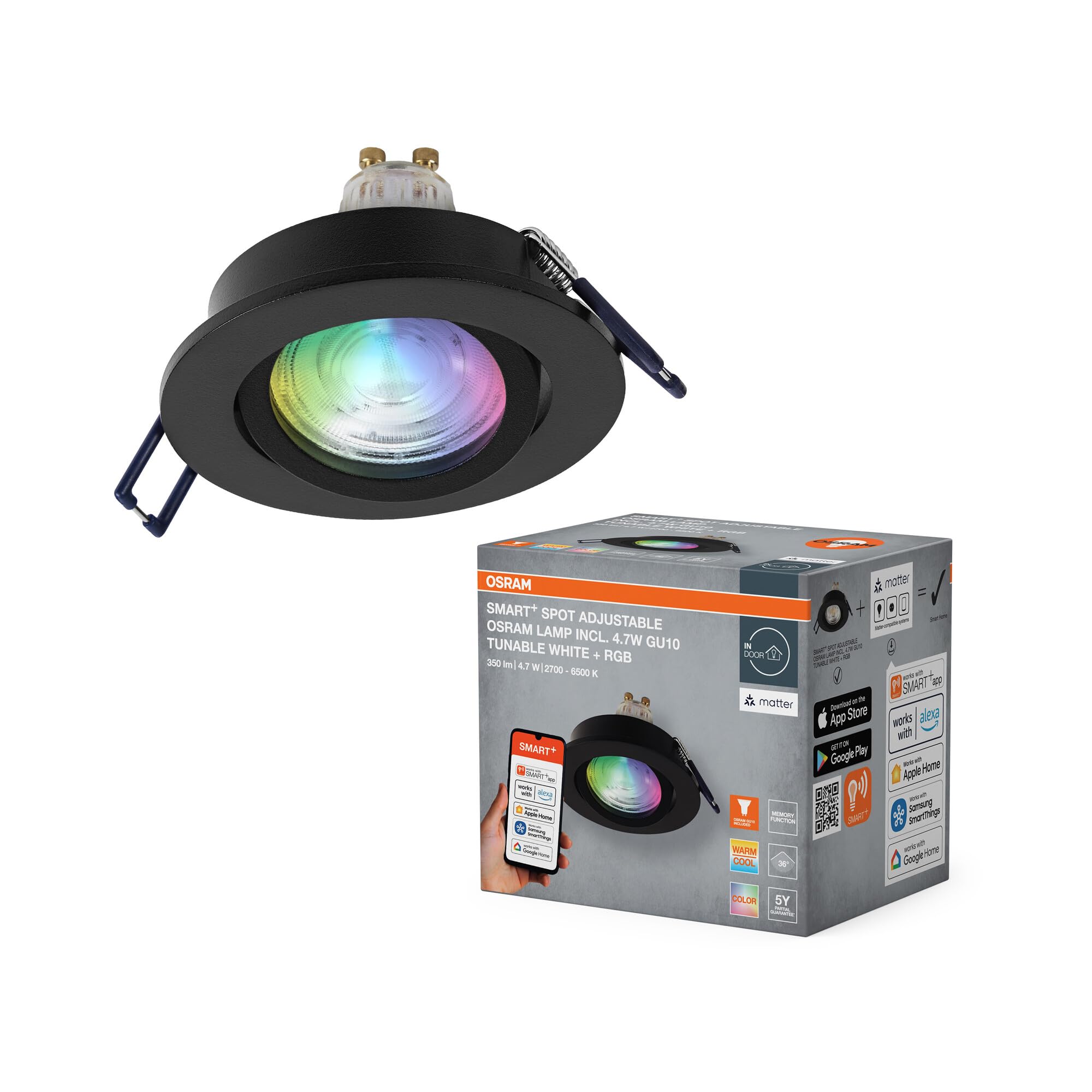 ams OSRAM SMART+ GU10 Einbauspot Satin Nickel RGBW