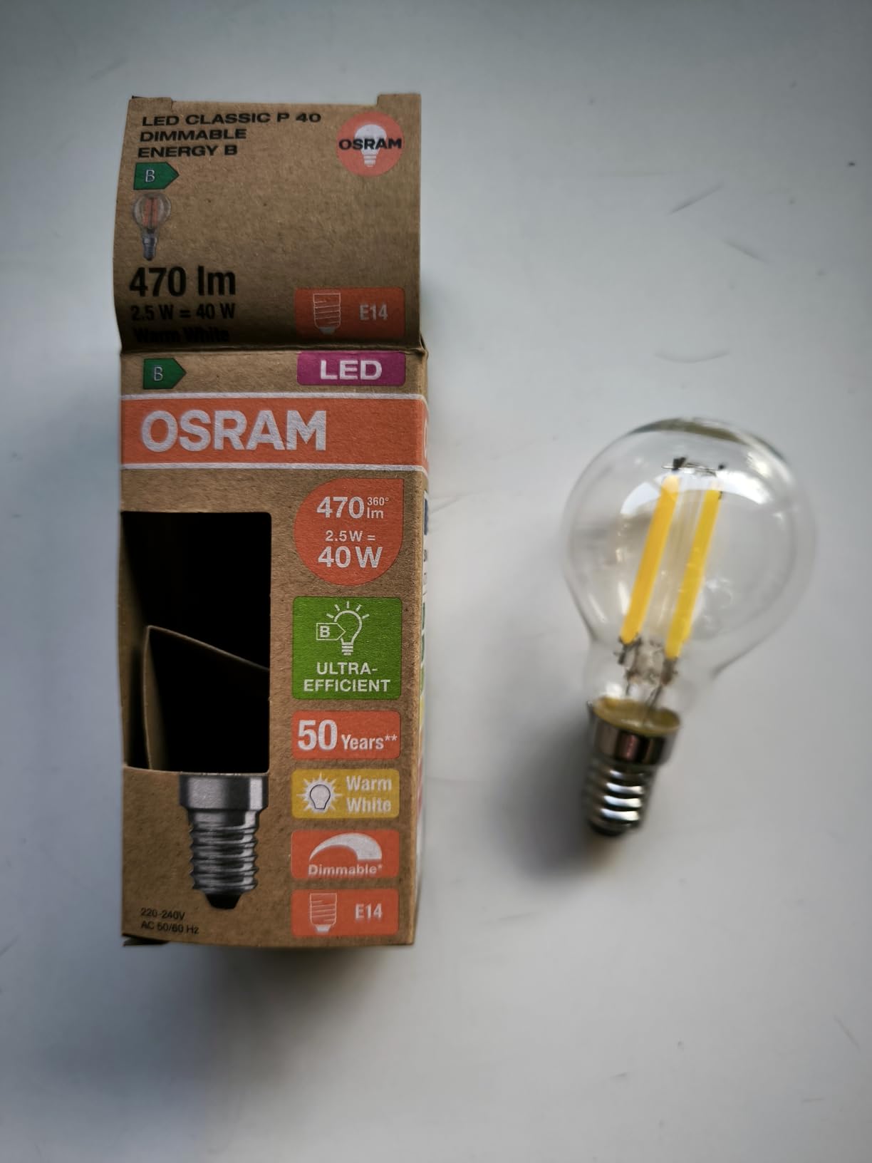 ams OSRAM Classic P 40 LED Tropfen E14 klar dimmbar