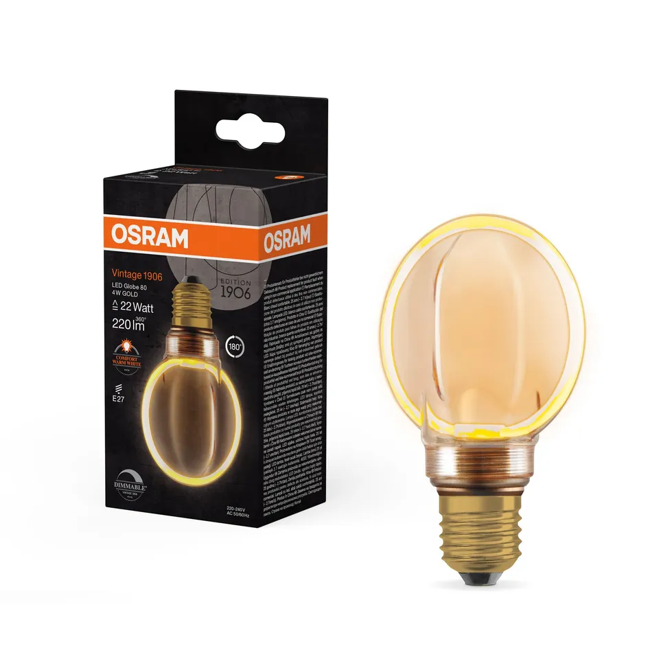 ams OSRAM Vintage 1906 Globe 80 Filament Lampe Gold 4W E27