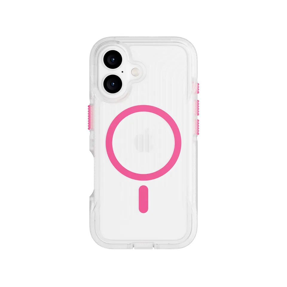 Tech21 FlexPro iPhone 16 Hülle MagSafe Neon Pink Orange Glow