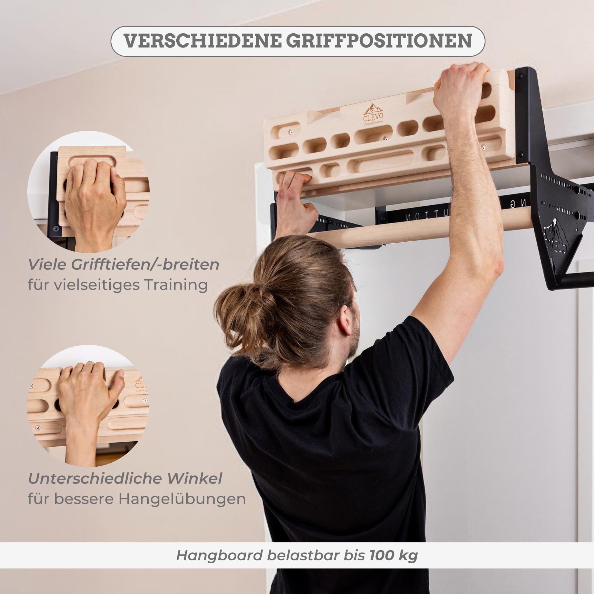 Clevo Door + Hangboard Bundle Griffbrett Buche ohne Bohren