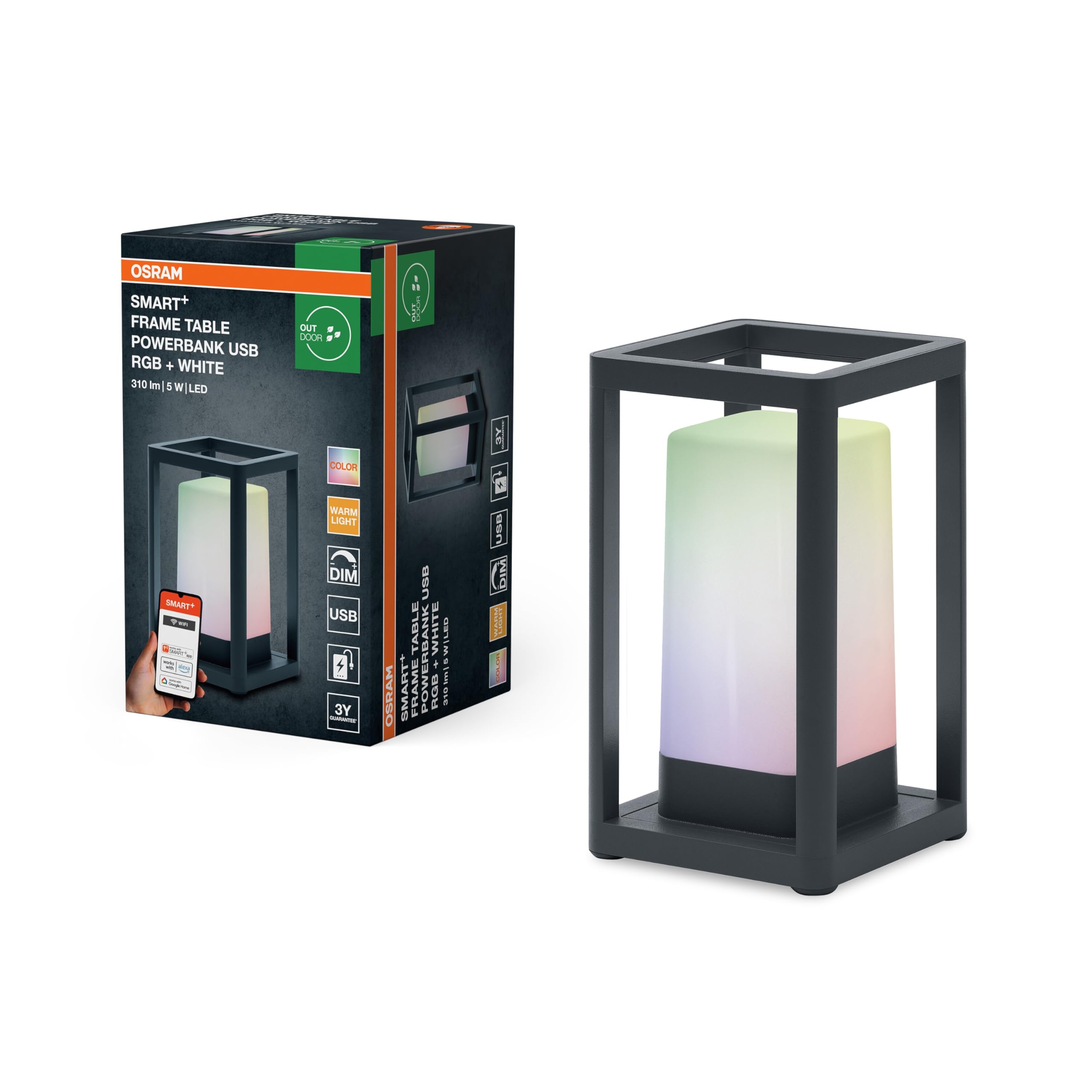 OSRAM SMART+ Table Frame Tischleuchte RGB IP44 mit Powerbank