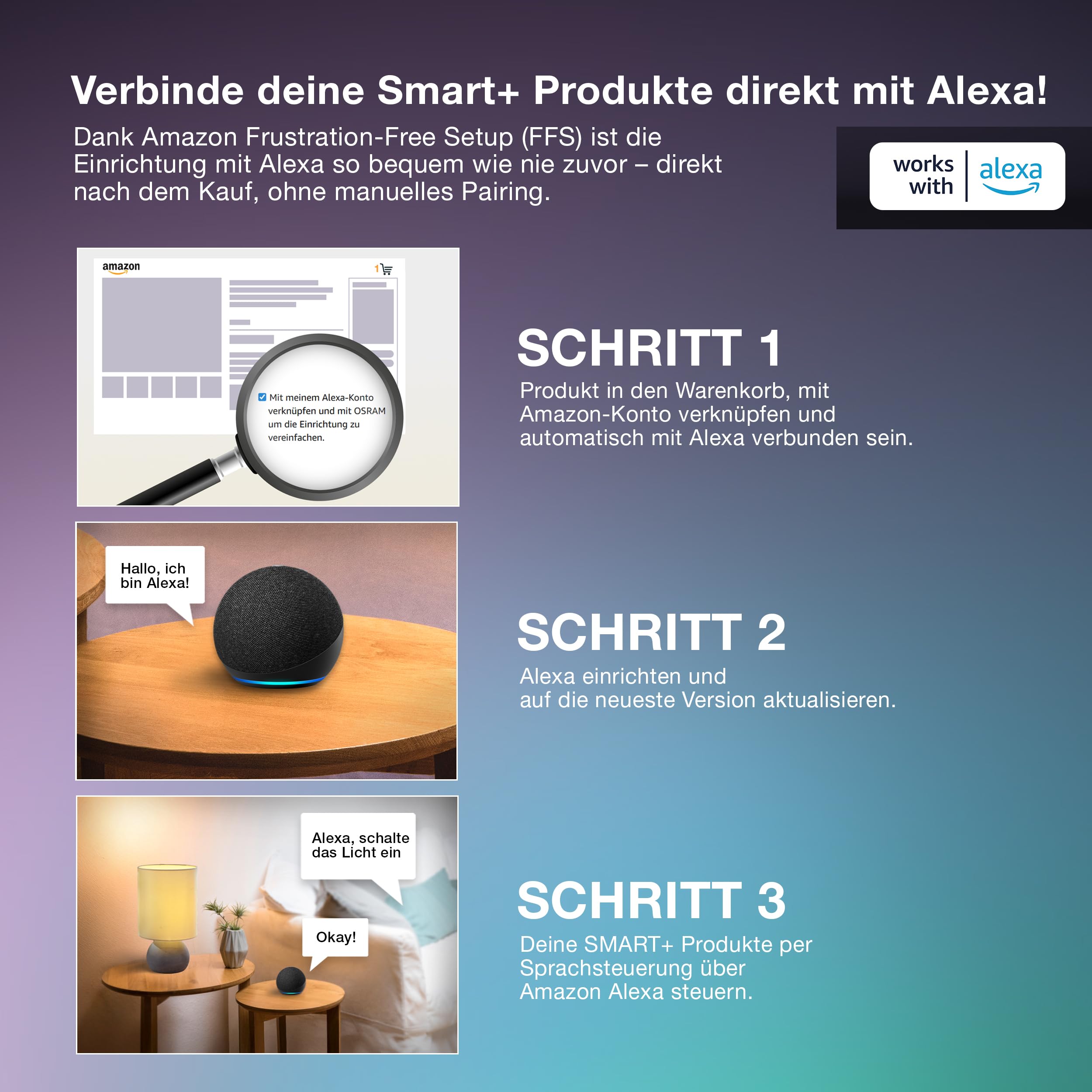 ams OSRAM SMART+ E27 RGBW LED Lampe Alexa Matter 4er-Pack