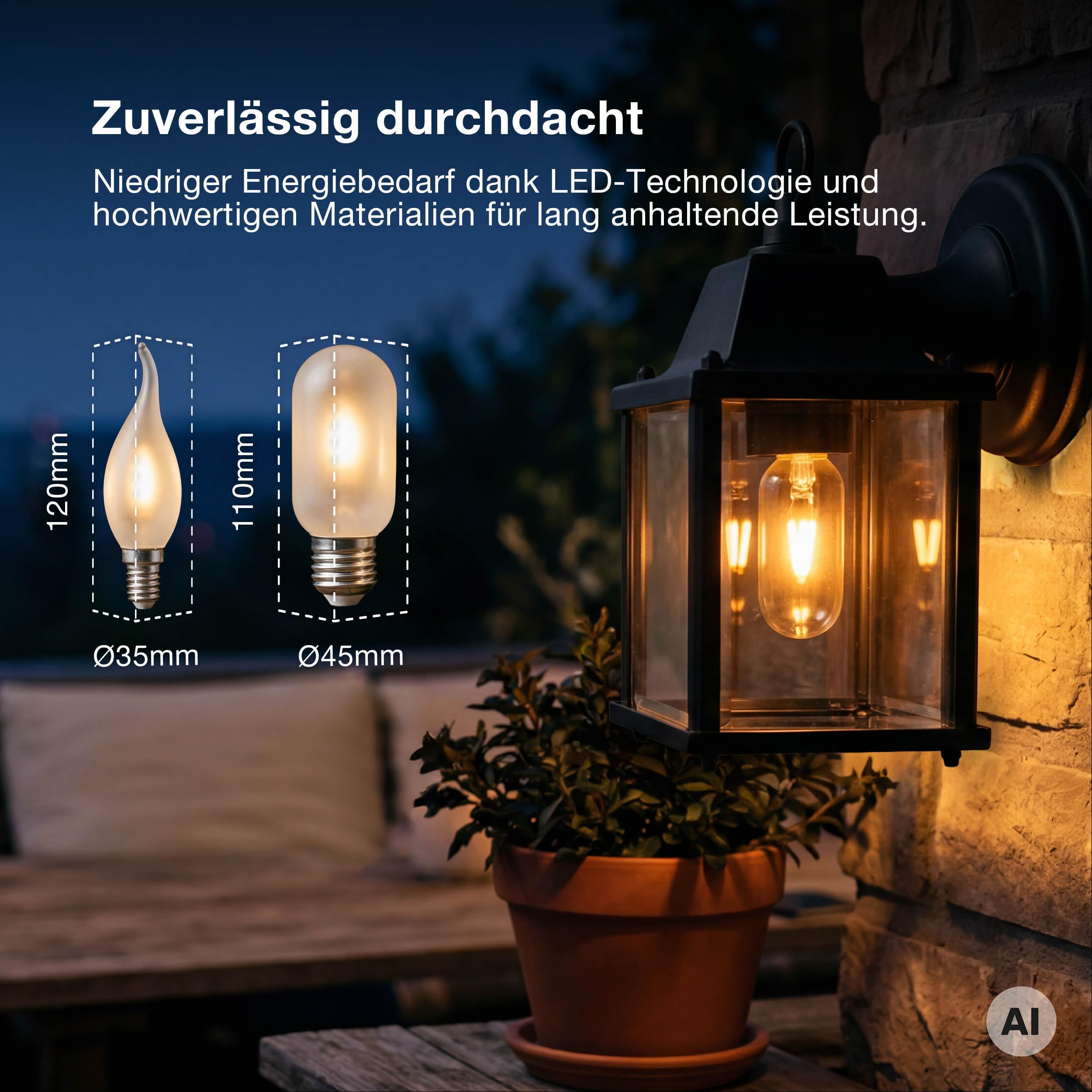 ams OSRAM LED-Lampe E14 Flammeneffekt matt 1W