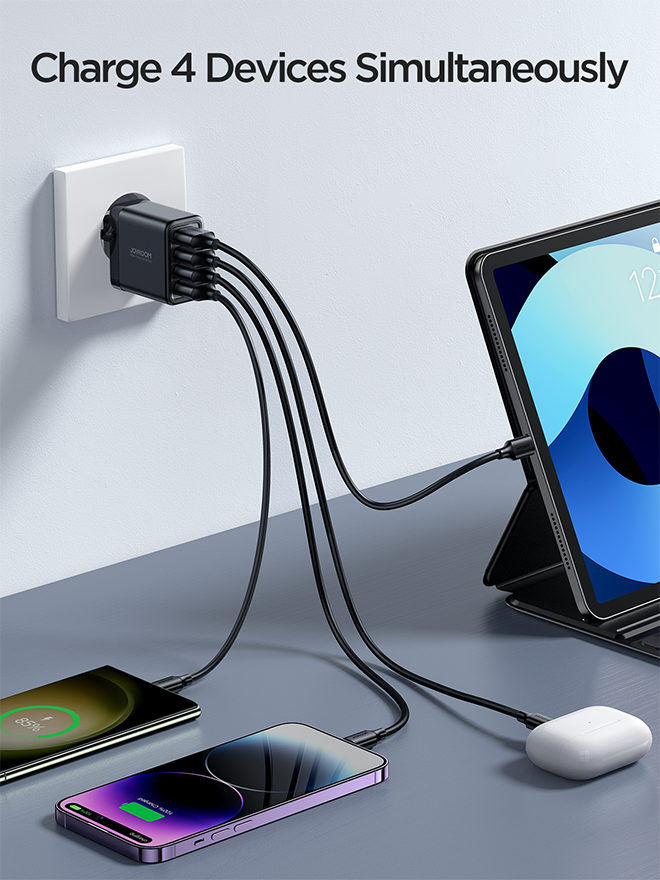 JOYROOM JR-TCN03 4.8A USB Ladegerät Schwarz 4-Port 24W