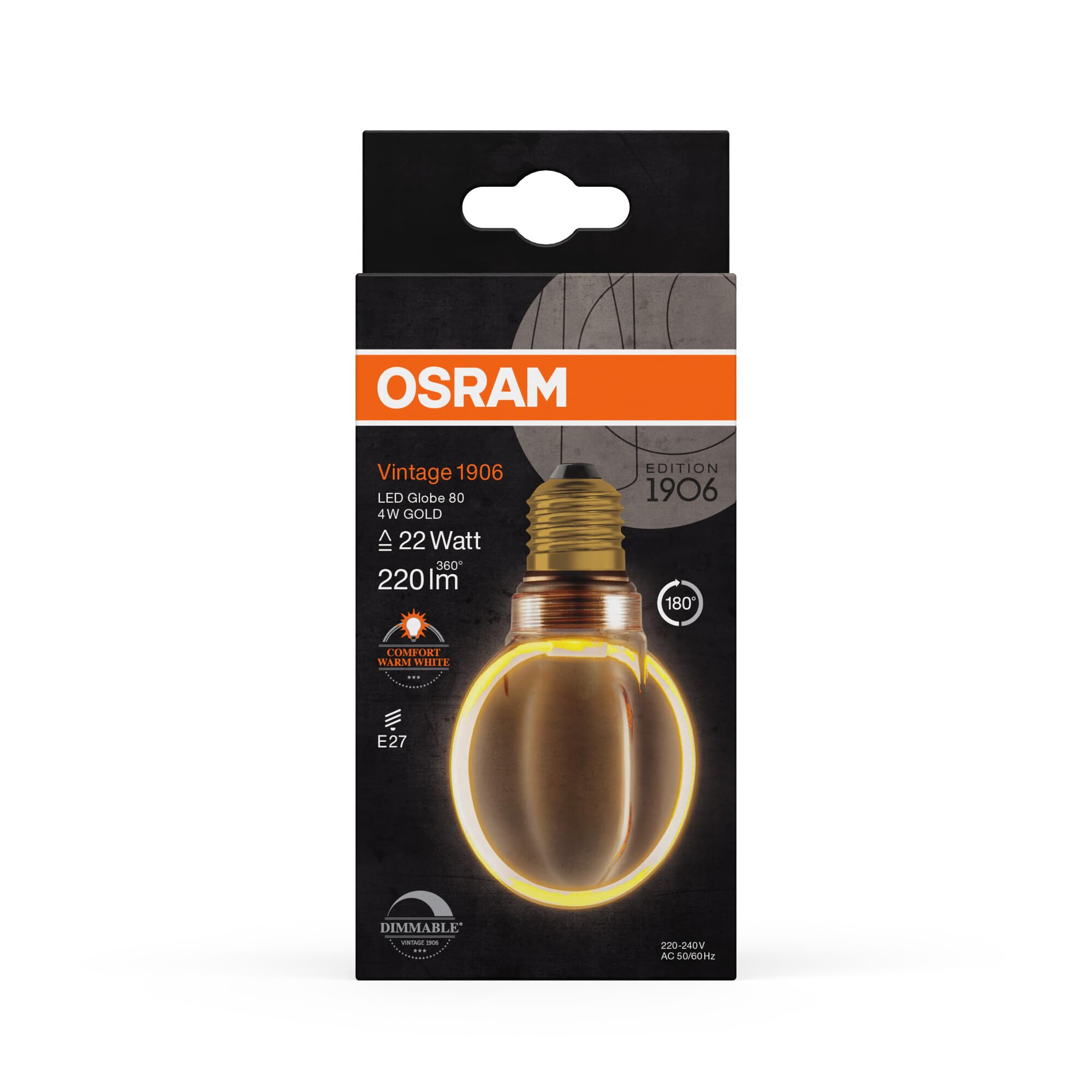 ams OSRAM Vintage 1906 Globe 80 Filament Lampe Gold 4W E27