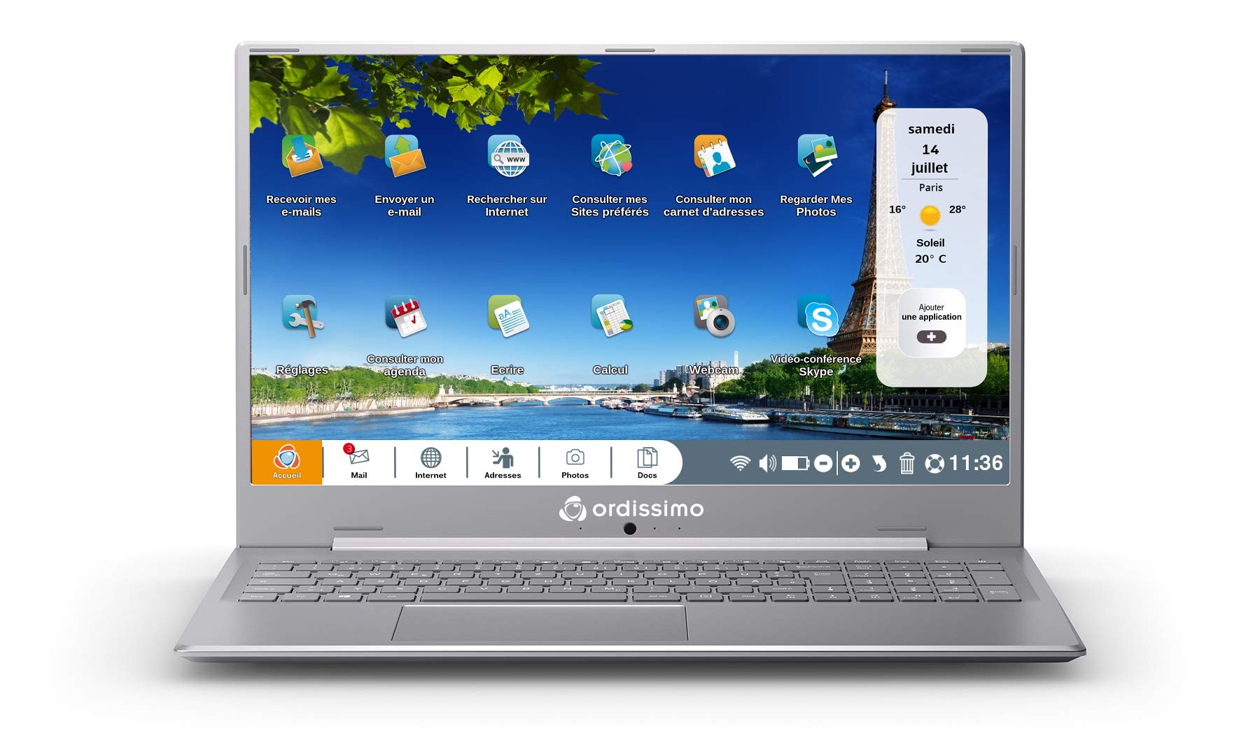 Ordissimo Laura 2 Laptop 17,3 Zoll Silber Senioren
