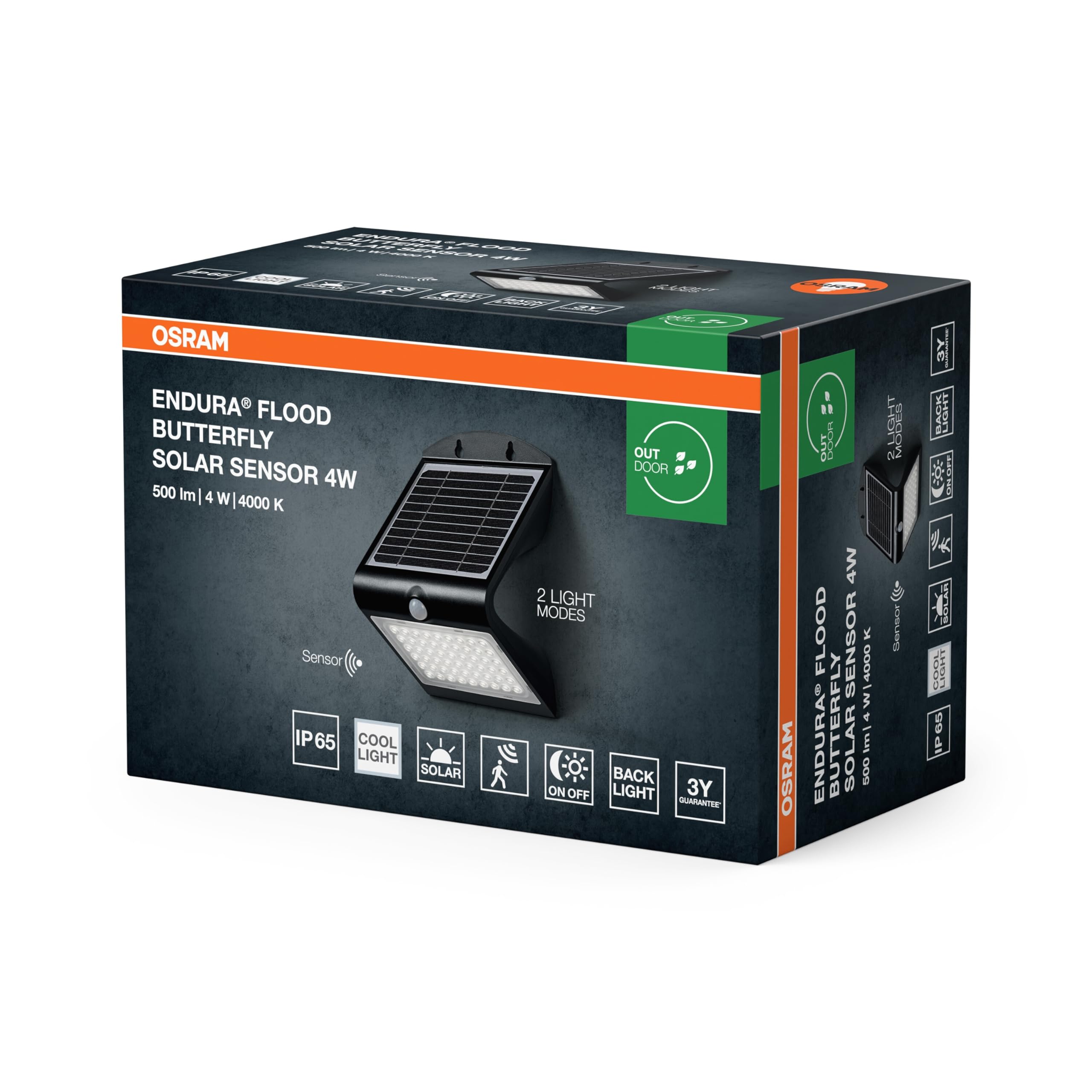ams OSRAM ENDURA Butterfly Solar-Flutlicht 4W schwarz