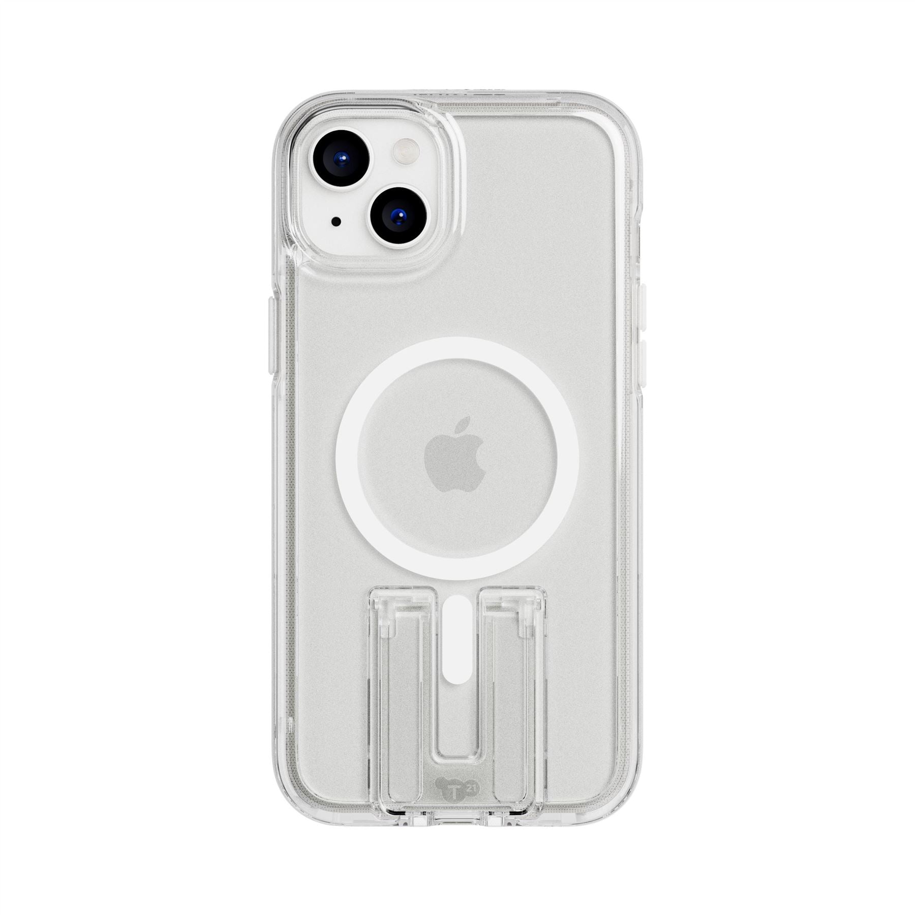 Tech21 EvoCrystal Kick iPhone 15 Plus Handyhülle Weiß Ständer