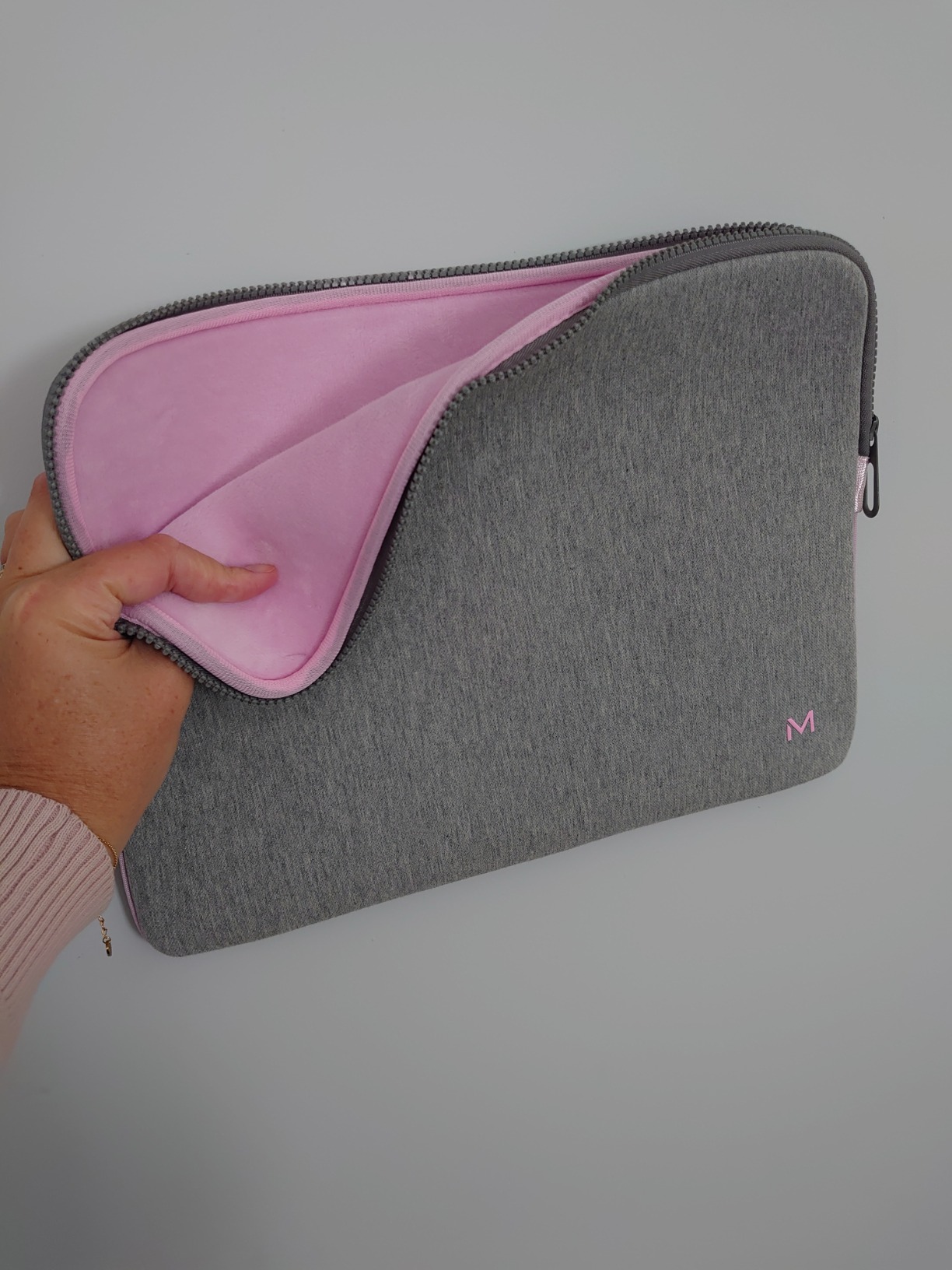 Mobilis Laptop Sleeve 14 Zoll Memory-Foam grau rosa