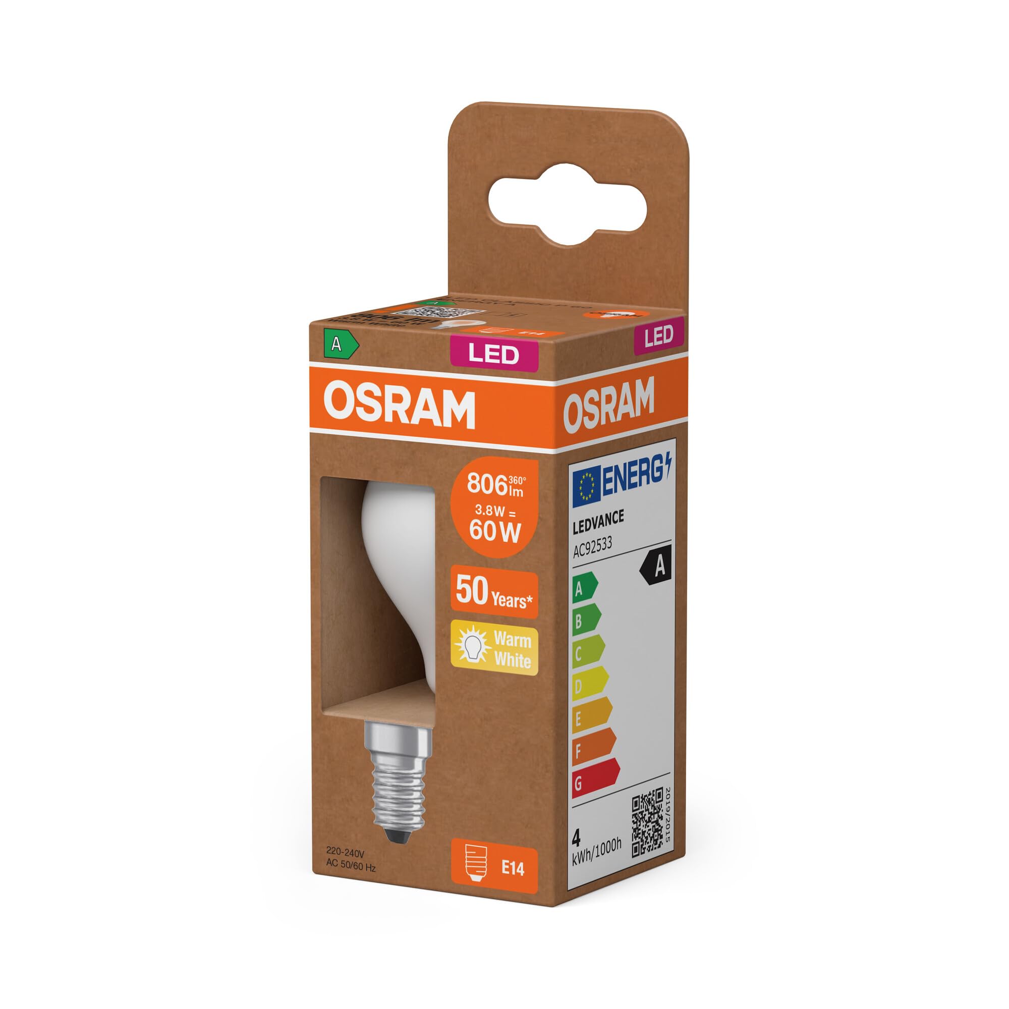 ams OSRAM SMART+ Classic P 60 LED-Lampe E14 warmweiß matt
