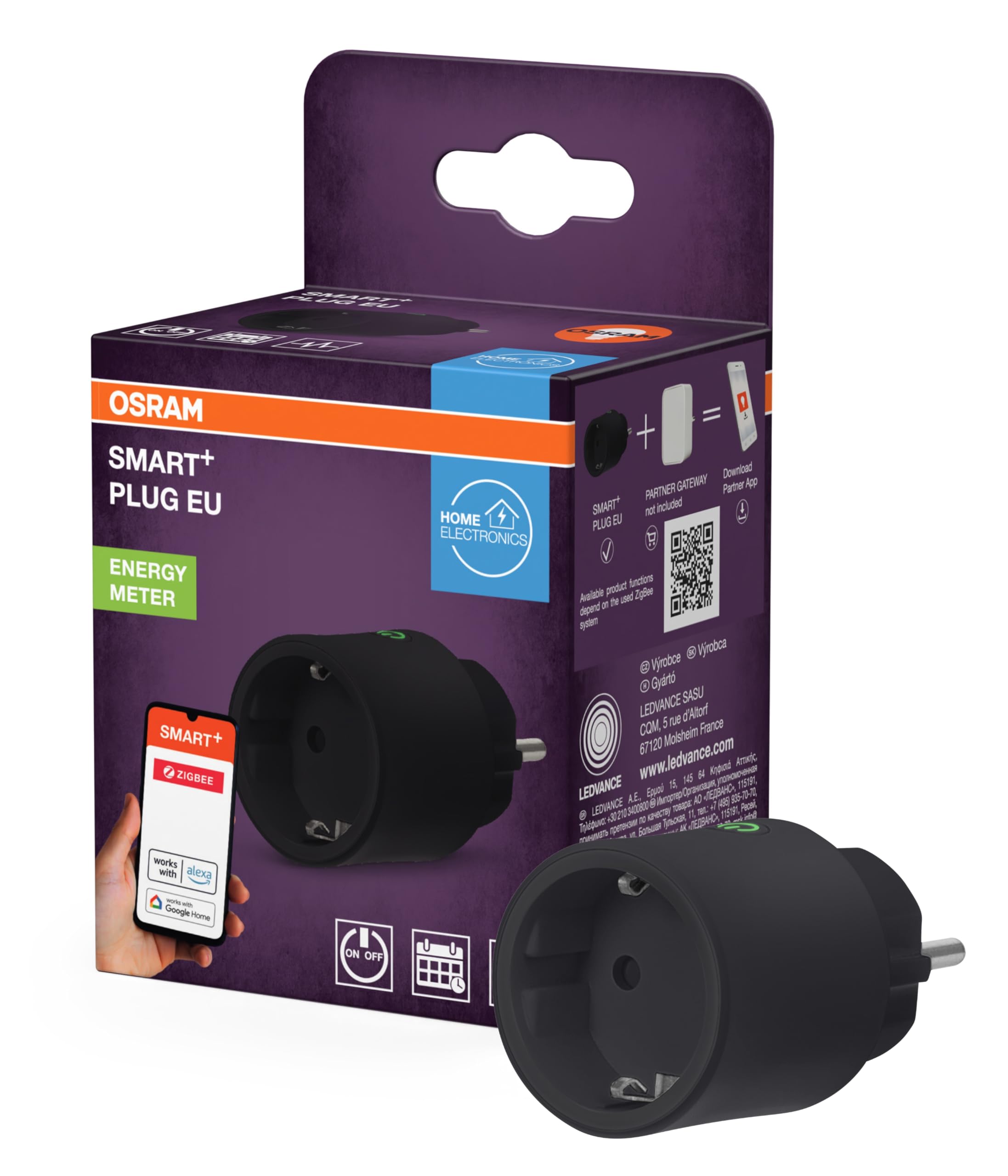 ams OSRAM SMART+ Zigbee Steckdose schwarz 1er-Pack innen