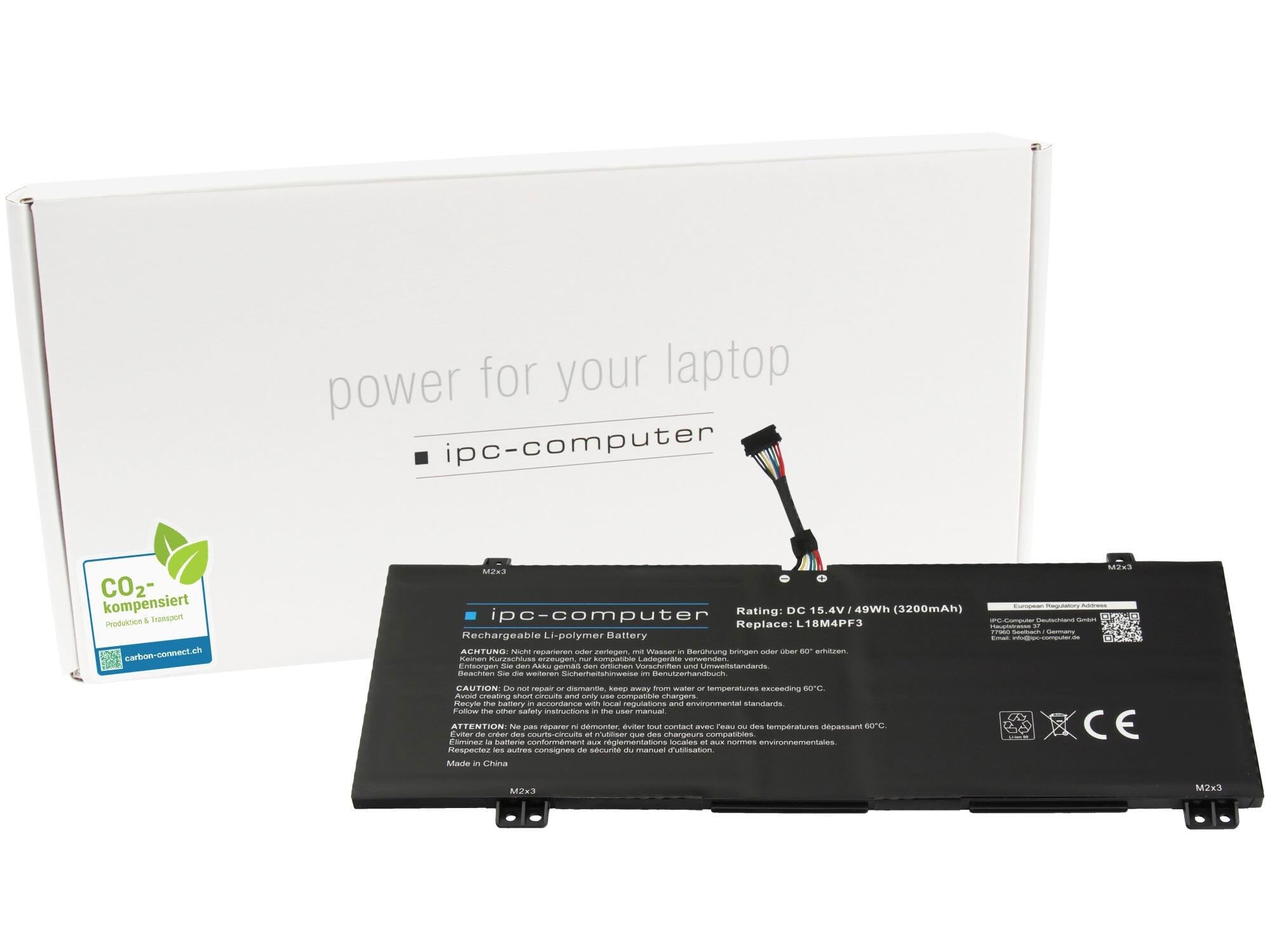 IPC-Computer Akkus L18M4PF3 Laptop Akku 49Wh schwarz