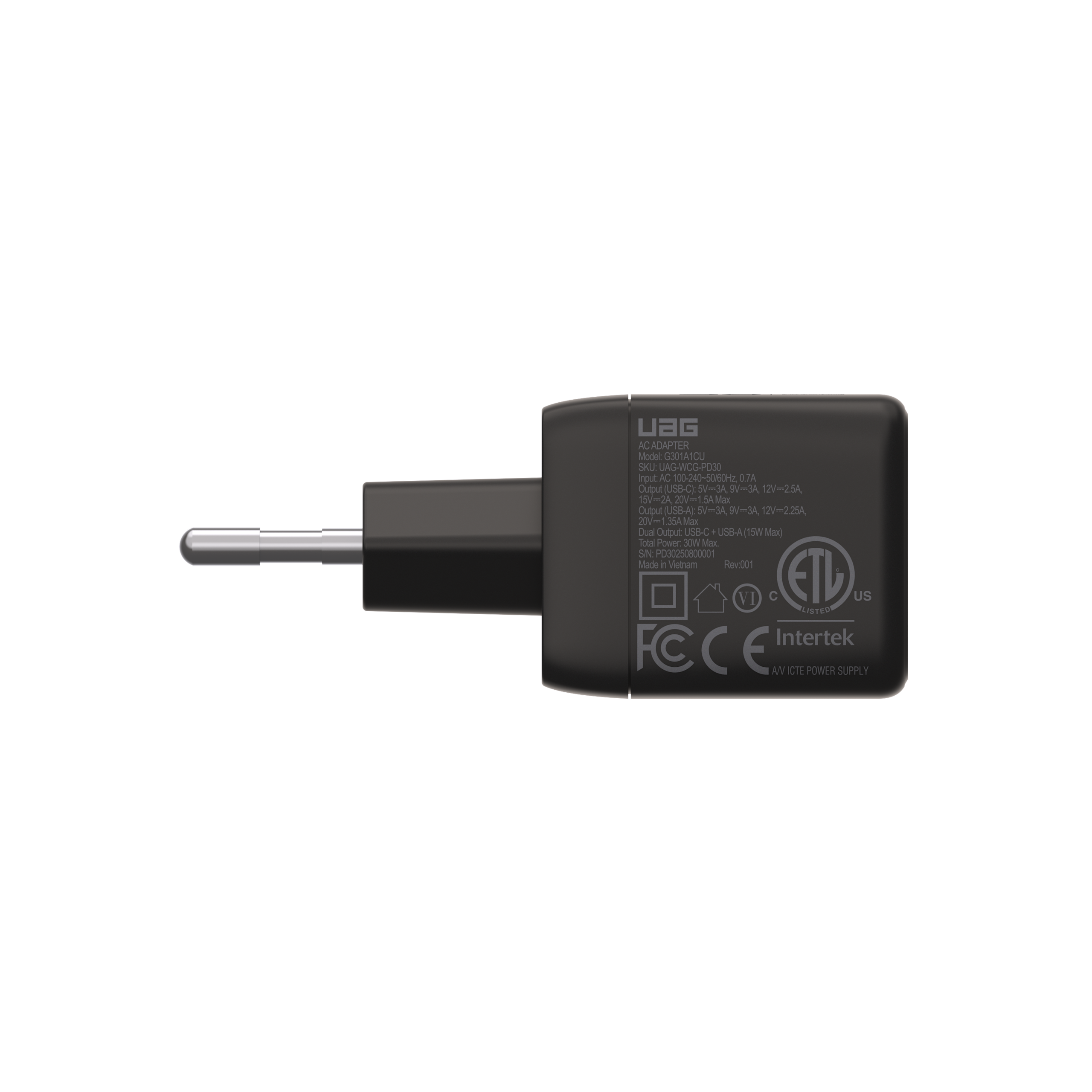 UAG SRGE 30W Wandladegerät USB-C USB-A GaN
