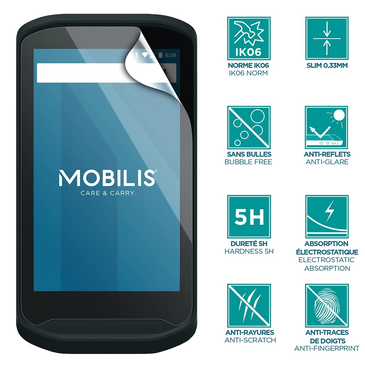 Mobilis Displayschutzfolie Zebra TC21 TC26 IK06 5H