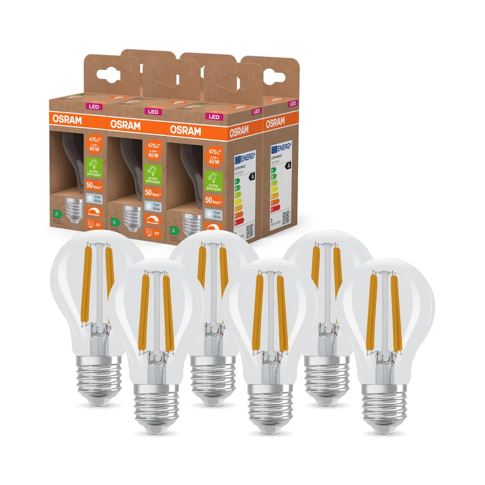 ams OSRAM SMART+ Classic A 40 Filament LED E27 6er dimmbar
