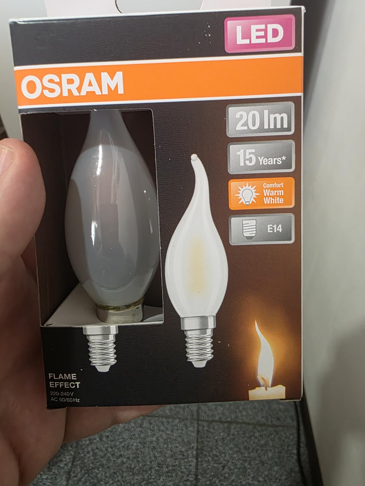ams OSRAM LED-Lampe E14 Flammeneffekt matt 1W
