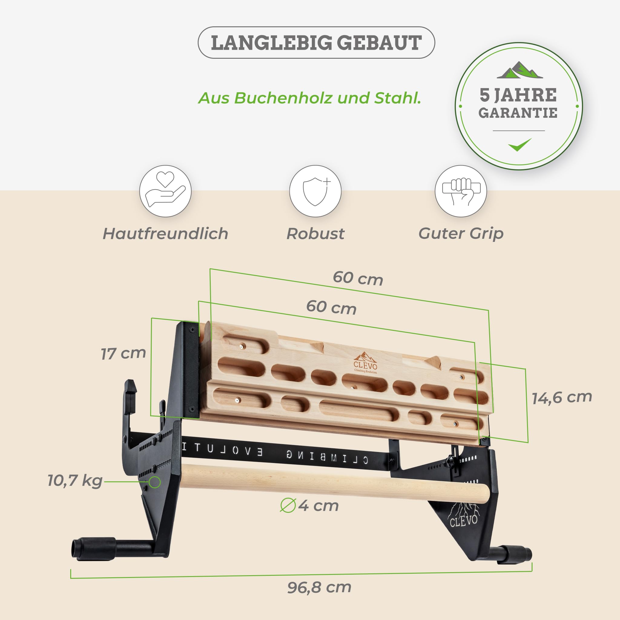 Clevo Door + Hangboard Bundle Griffbrett Buche ohne Bohren