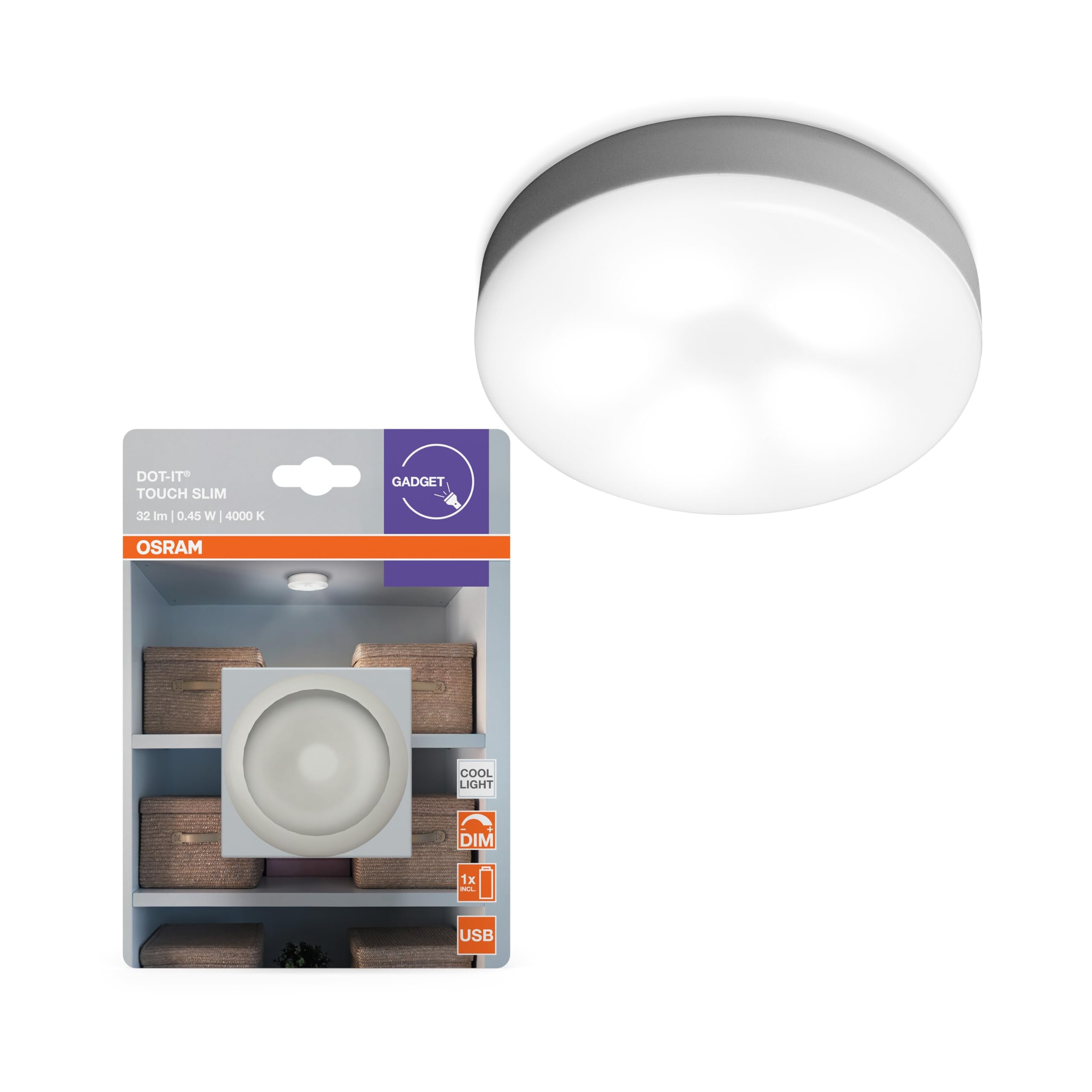 ams OSRAM SMART+ Dot-It Touch Slim LED-Leuchte Weiß USB dimmbar