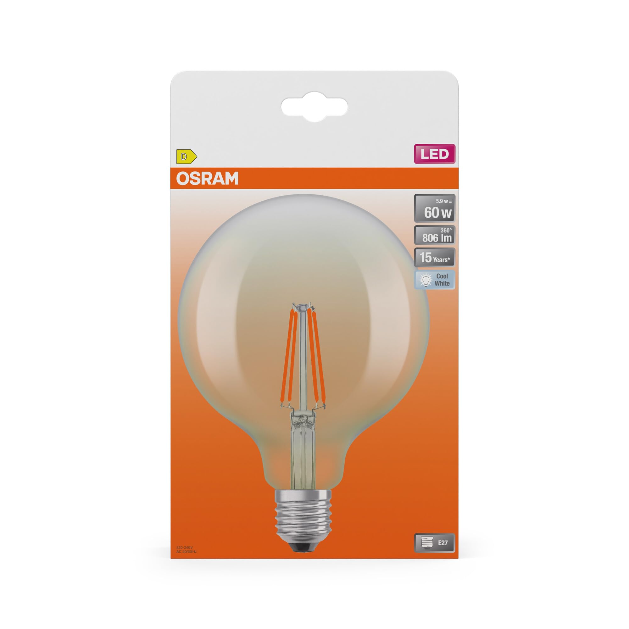 ams OSRAM Globe G125 LED-Lampe E27 5,9W neutralweiss klar
