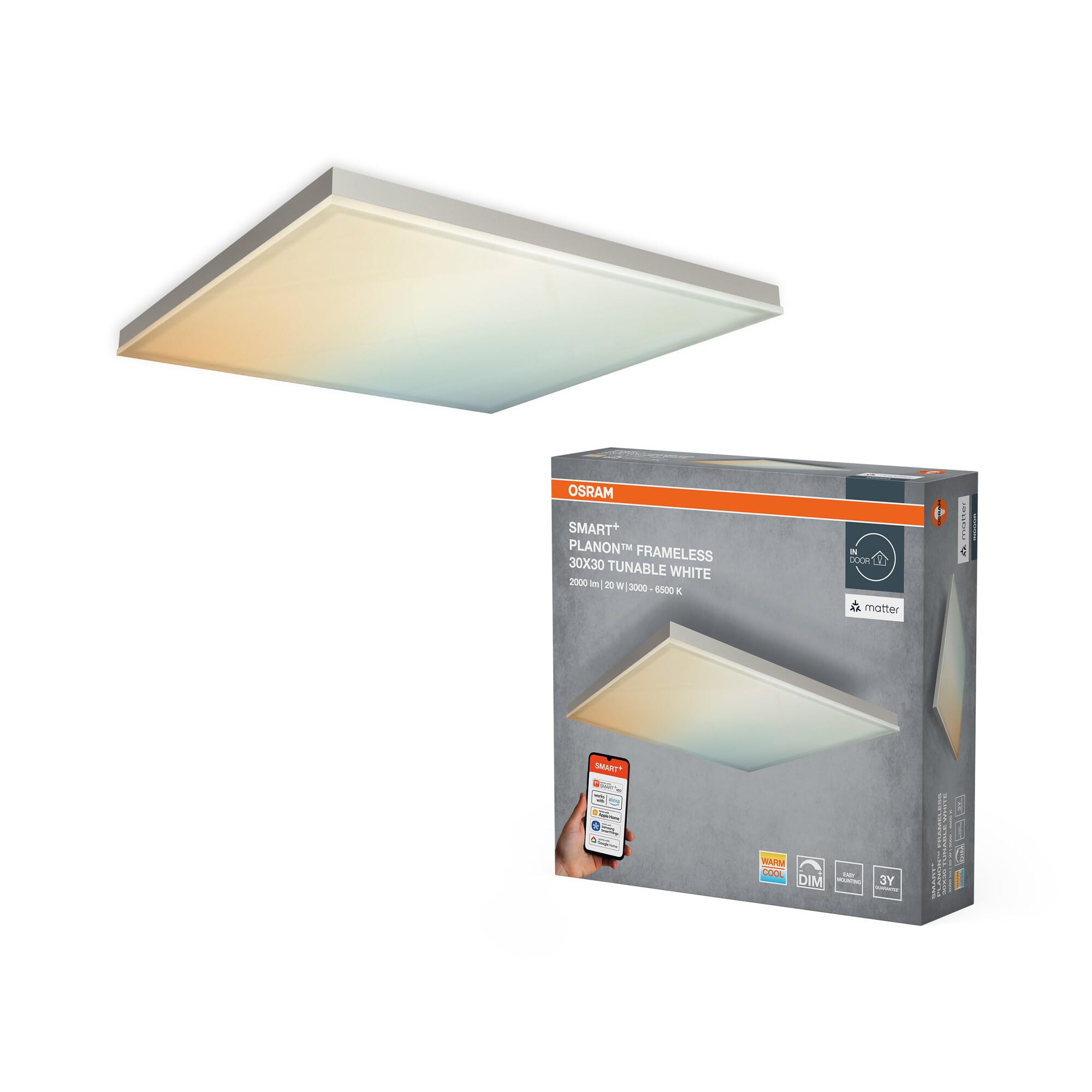 ams OSRAM Planon Frameless LED-Panel 120x30cm 40W Tunable White