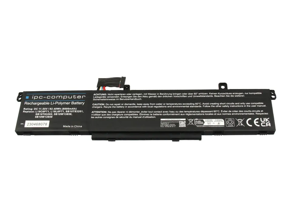 IPC-Computer Akkus L19L6P71 Laptop Akku 92Wh schwarz
