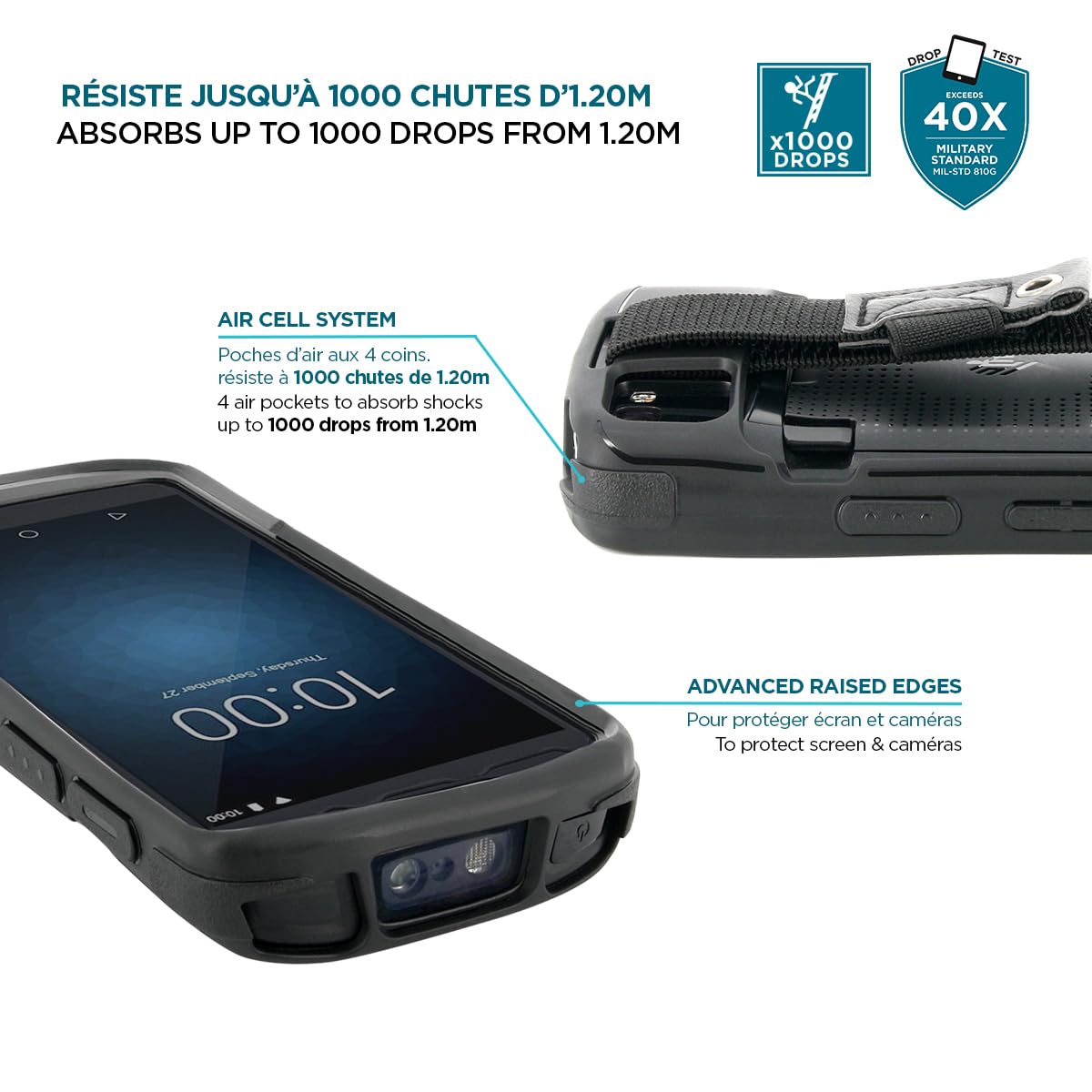 Mobilis PROTECH Zebra TC53/TC58 Schutzhülle Schwarz mit Handschlaufe