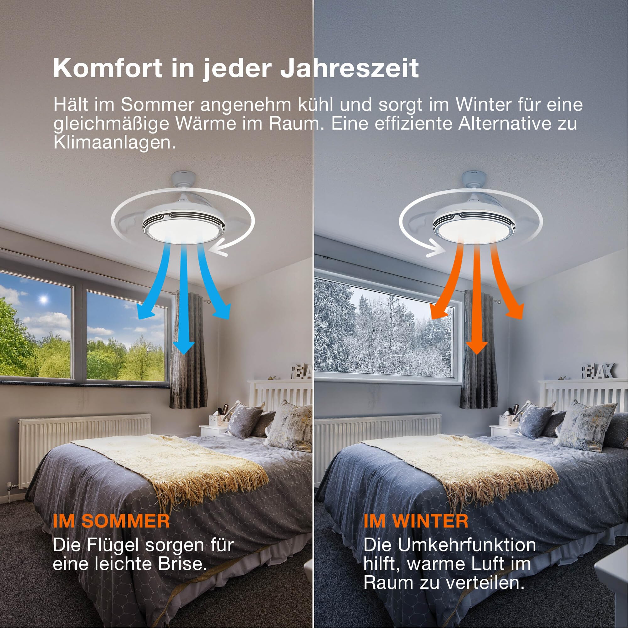 ams OSRAM SMART+ Brisote Deckenventilator 106cm 66W weiß
