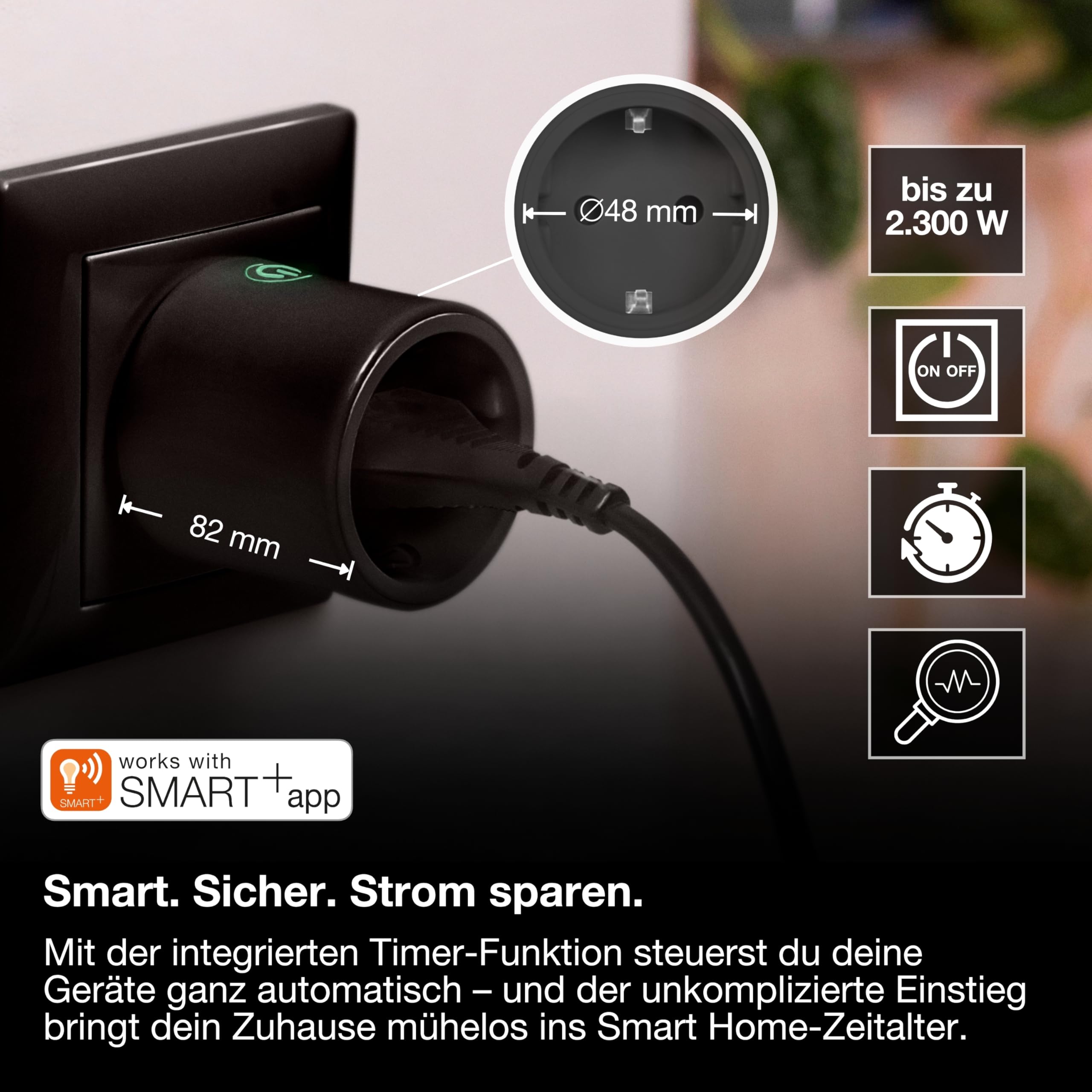 ams OSRAM SMART+ Indoor Plug Matter Steckdose Schwarz 4er-Pack