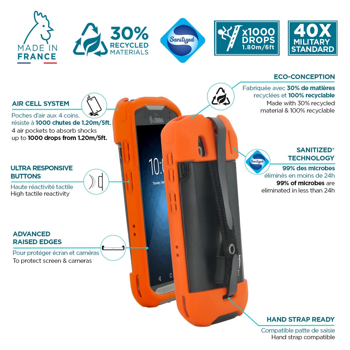 Mobilis PROTECH Zebra TC52 TC57 Hülle Handschlaufe Neon