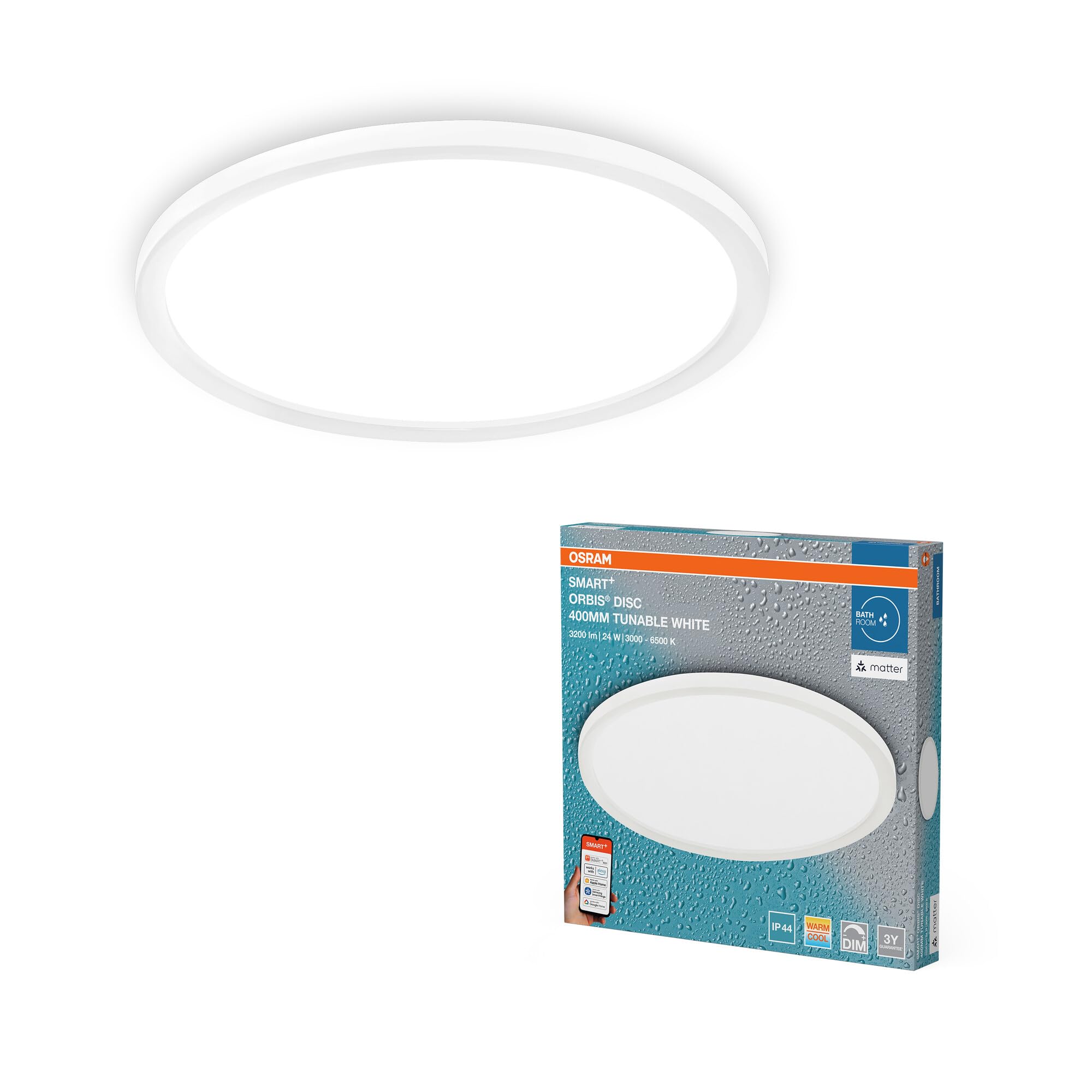 ams OSRAM SMART+ Orbis Disc Badleuchte 40cm weiß TW