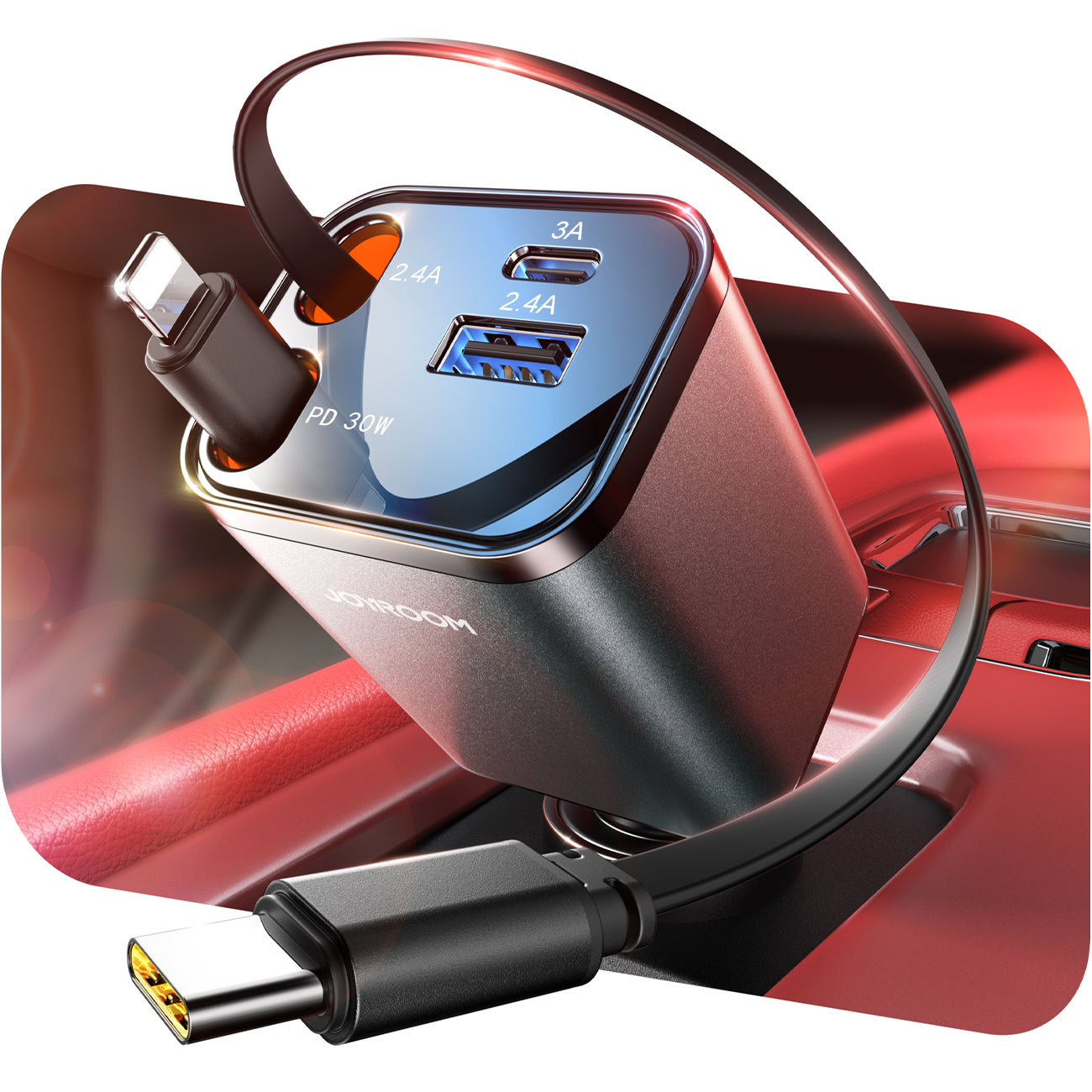 JOYROOM CCL05 Autoladegerät 69W 4in1 Dunkelgrau Kabel