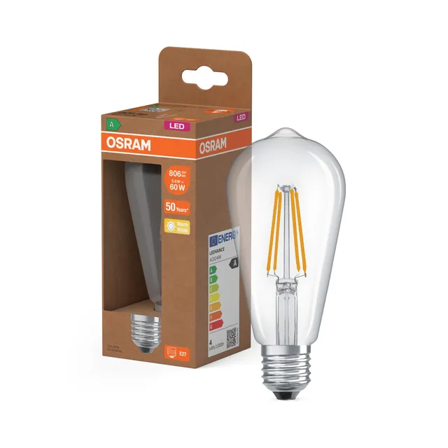 ams OSRAM LED Classic Edison 60 Filament E27 Energieklasse A