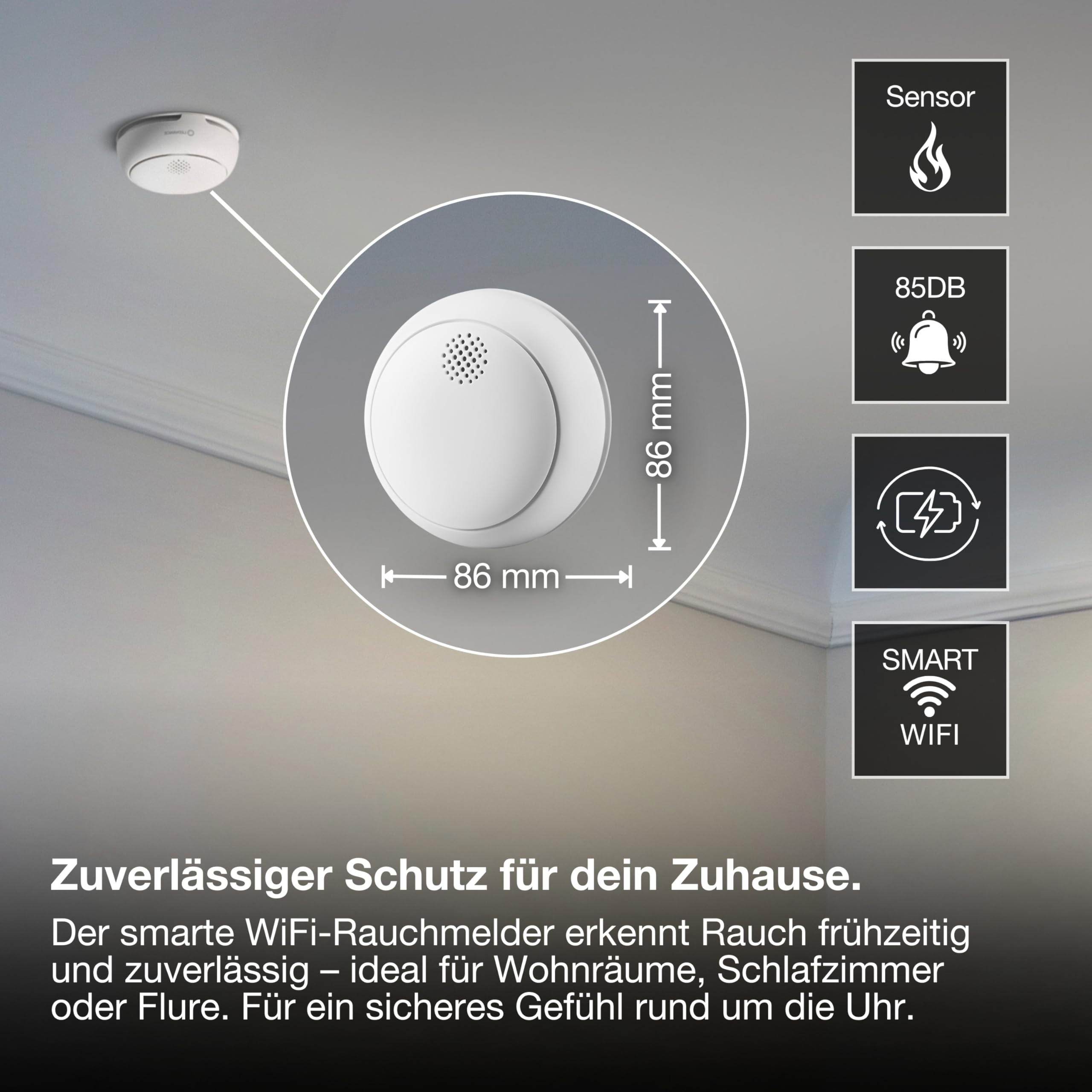 LEDVANCE SMART+ Rauchmelder WiFi weiß EN 14604 App-Alarm