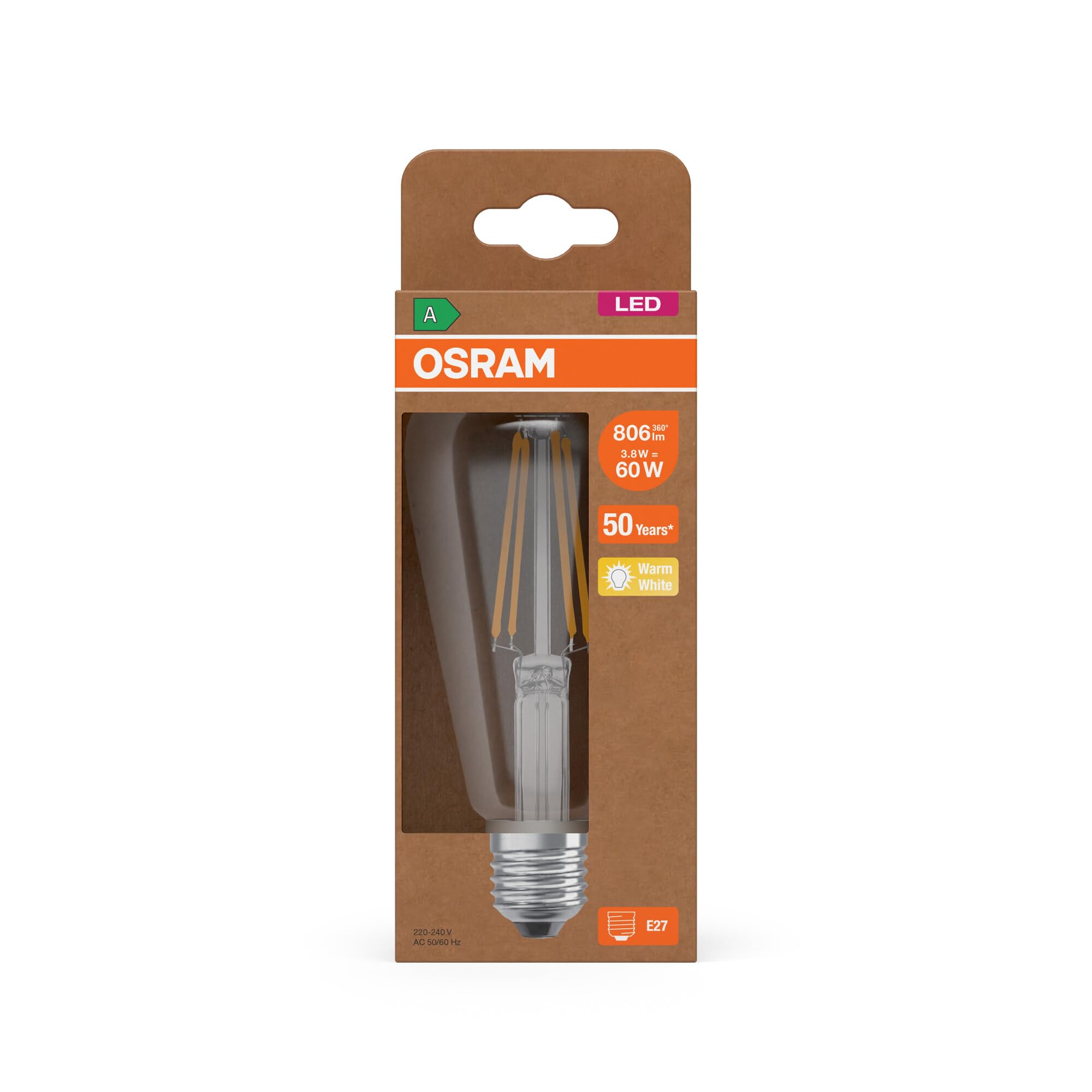 ams OSRAM LED Classic Edison 60 Filament E27 Energieklasse A