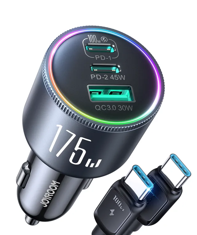JOYROOM JR-CCN07 175W GaN Autoladegerät Dunkelgrau 3-Port