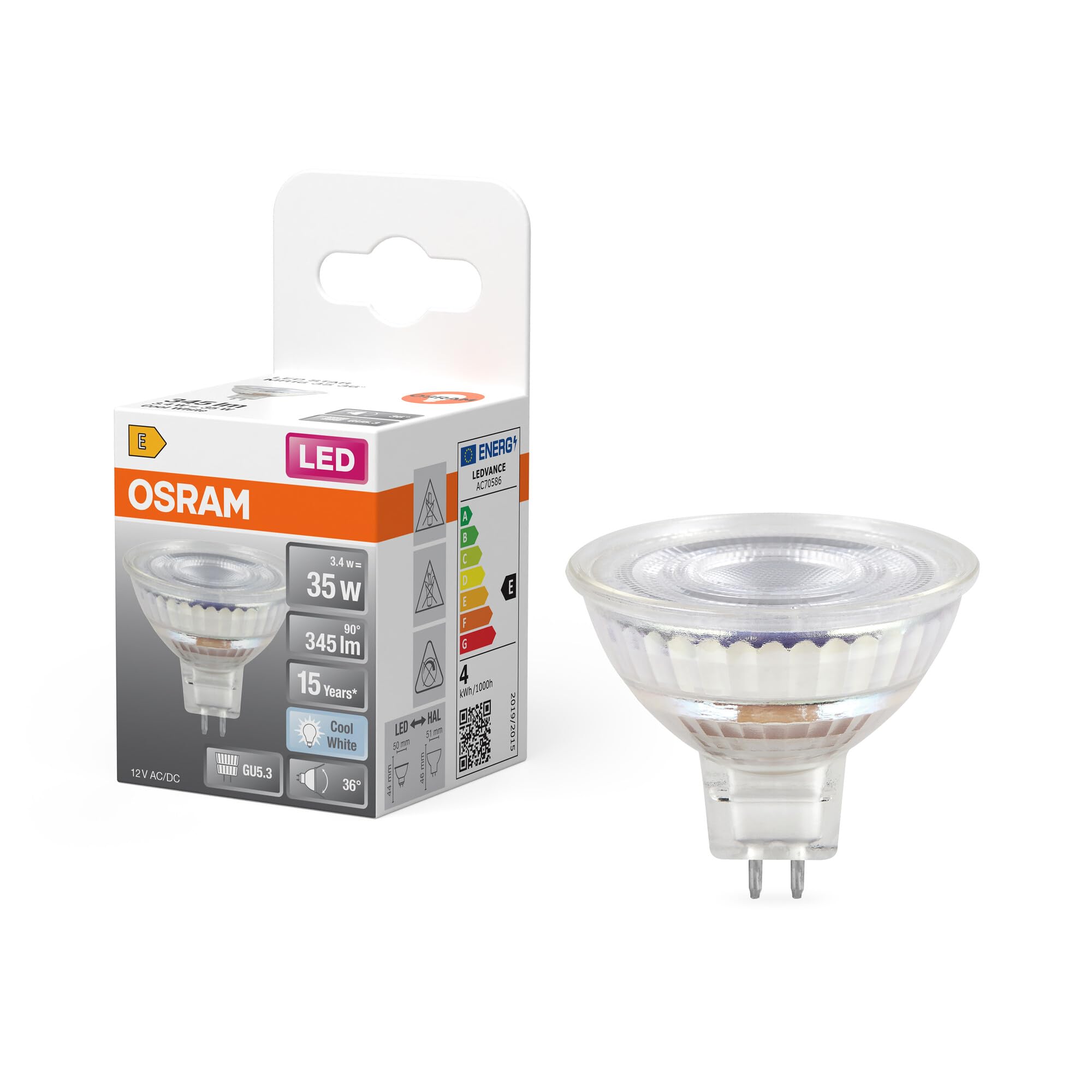 ams OSRAM SMART+ MR16 LED Spot GU5.3 3,4W 4000K 1er-Pack