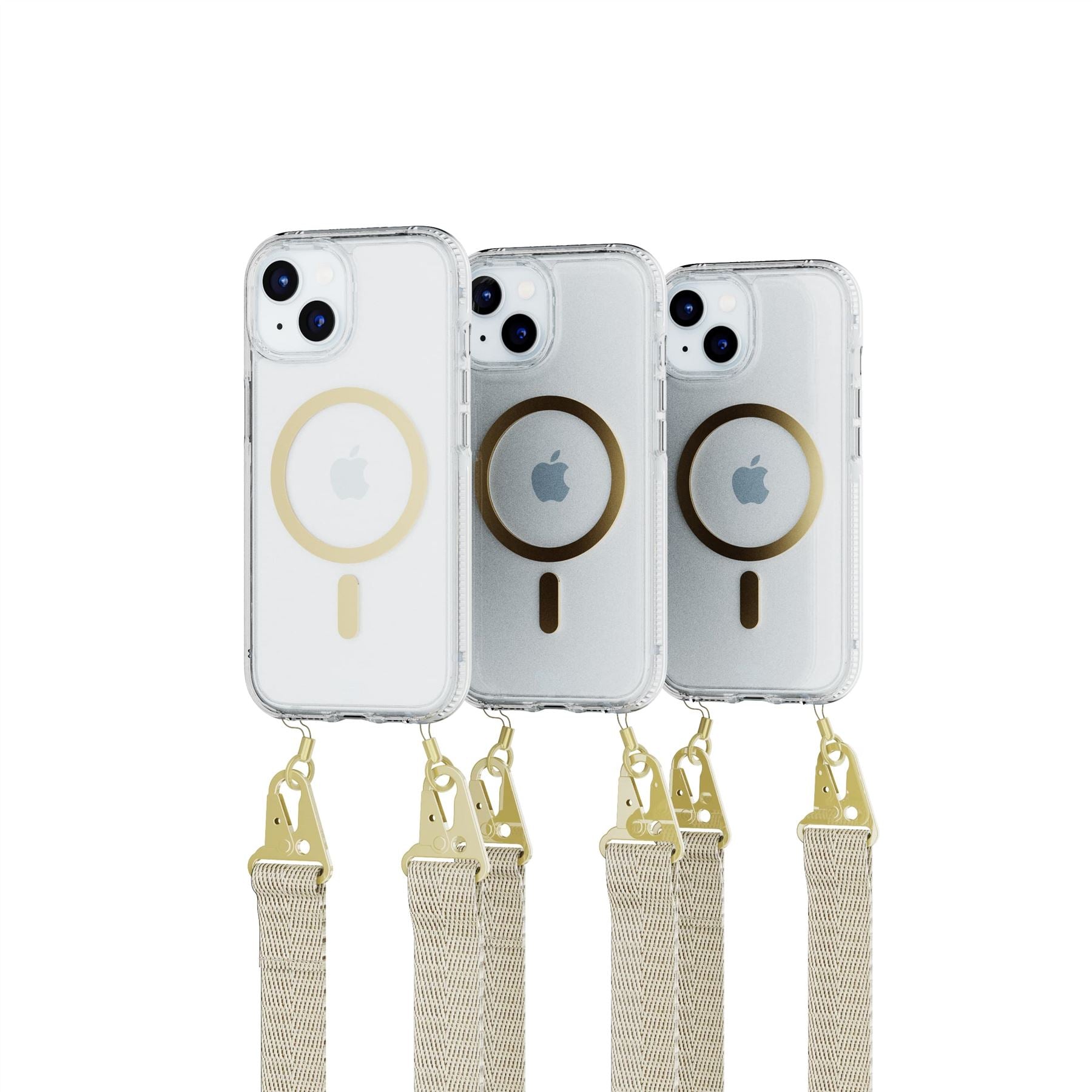 Tech21 FlexQuartz iPhone 15/14/13 Hülle Clear/Gold MagSafe Band