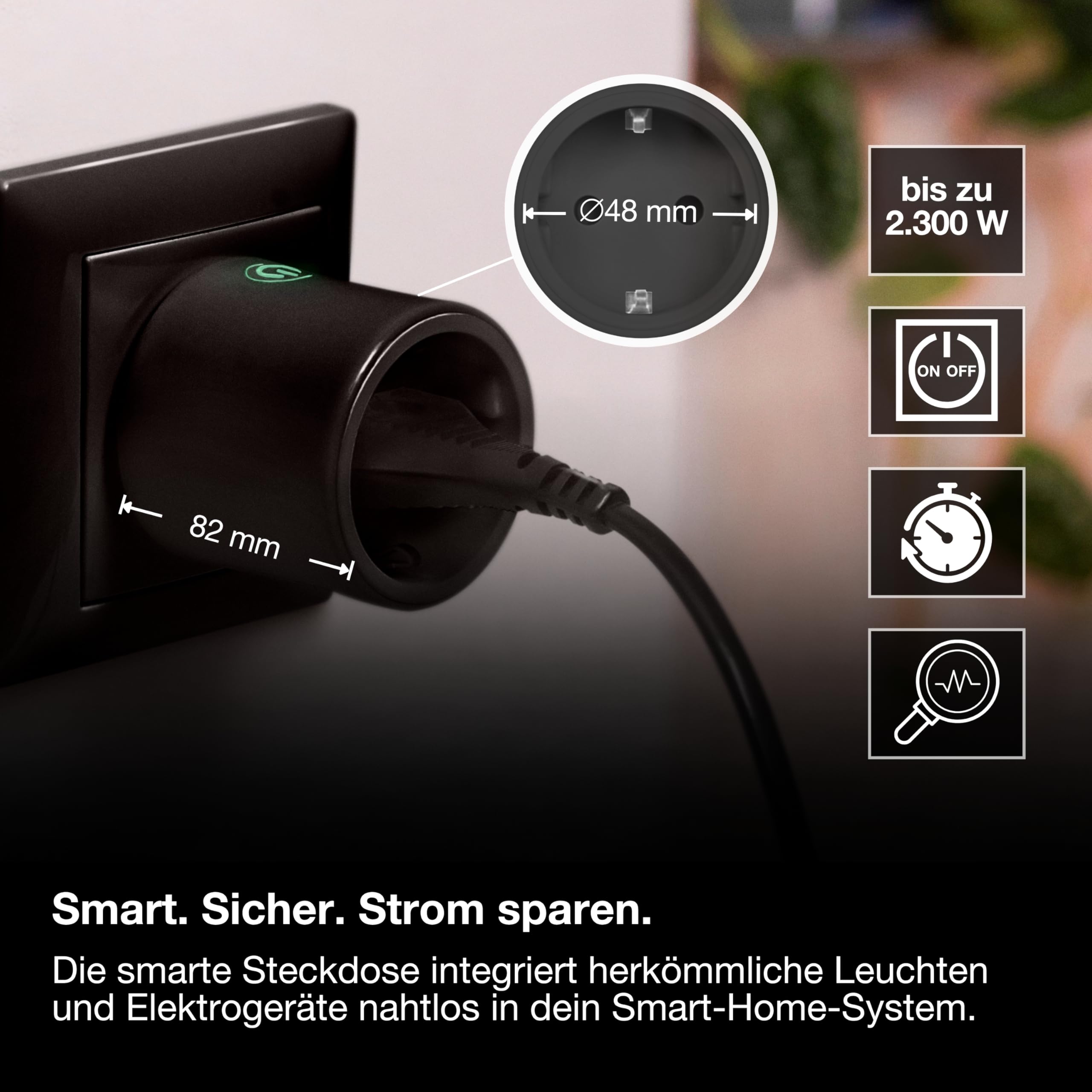 ams OSRAM SMART+ Zigbee Steckdose schwarz 1er-Pack innen