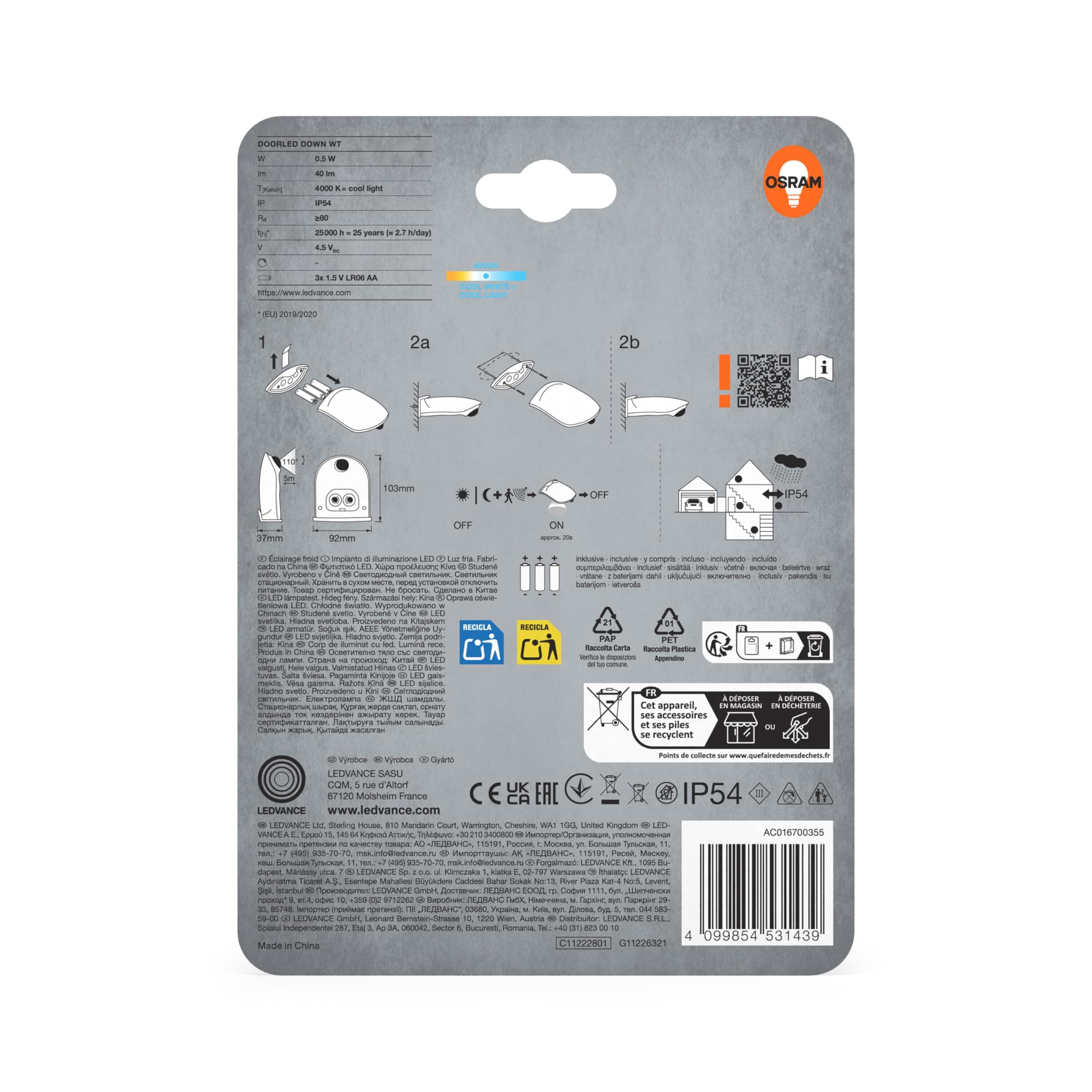 ams OSRAM SMART+ Door LED Leuchte Weiß 4000K Batterie