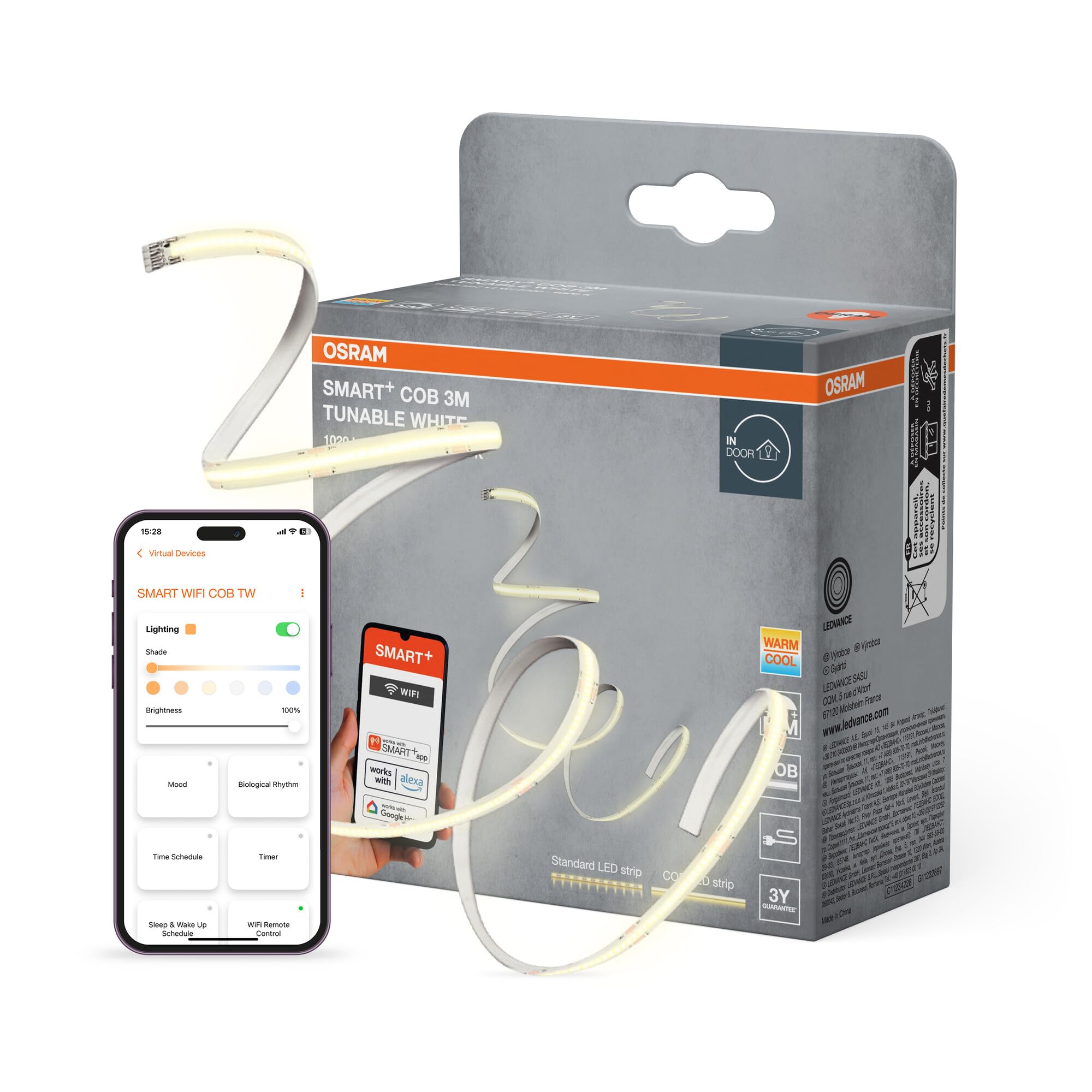 ams OSRAM SMART+ Wifi COB LED-Streifen 3m weiss dimmbar